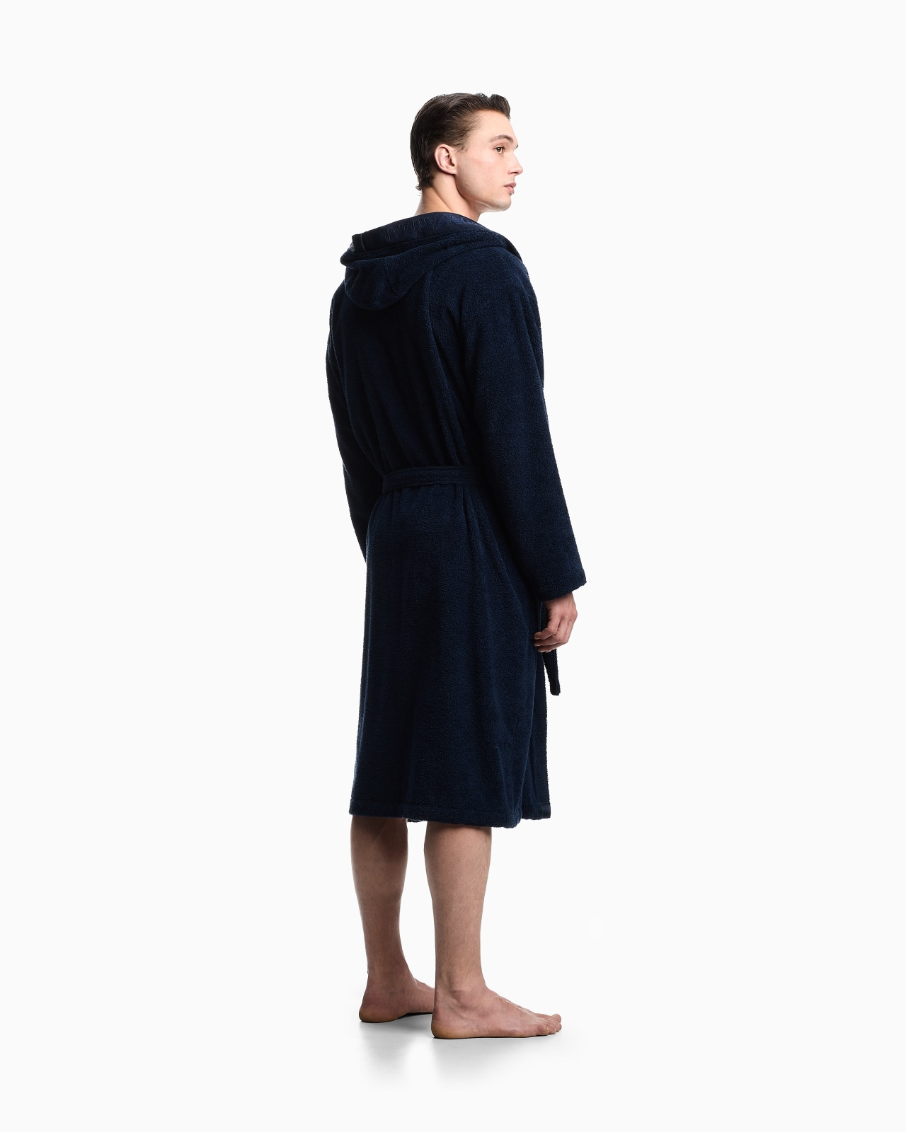 TERRYCLOTH BATHROBE WITH LOGO TRIM - 3