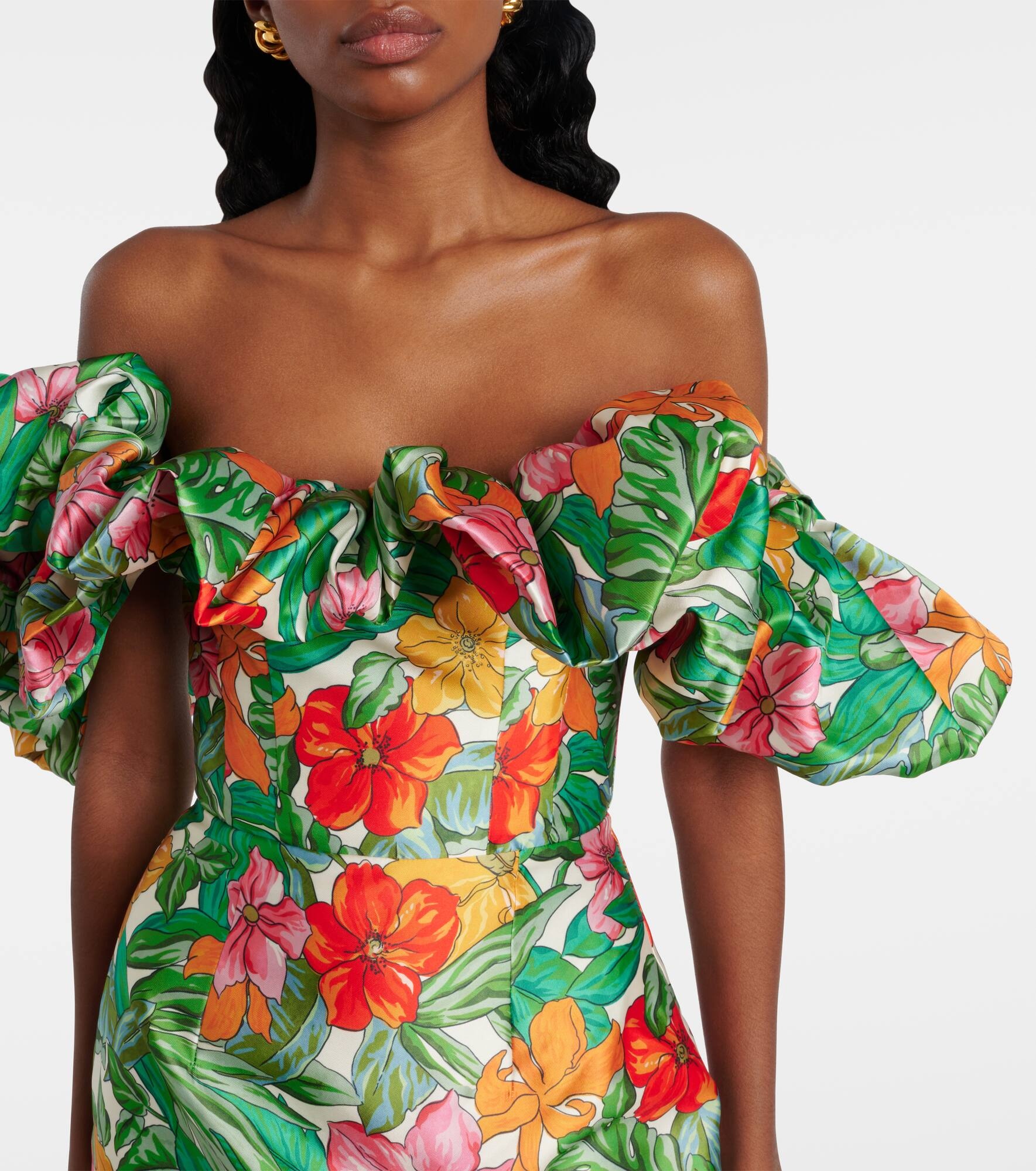 Printed off-shoulder maxi dress - 4