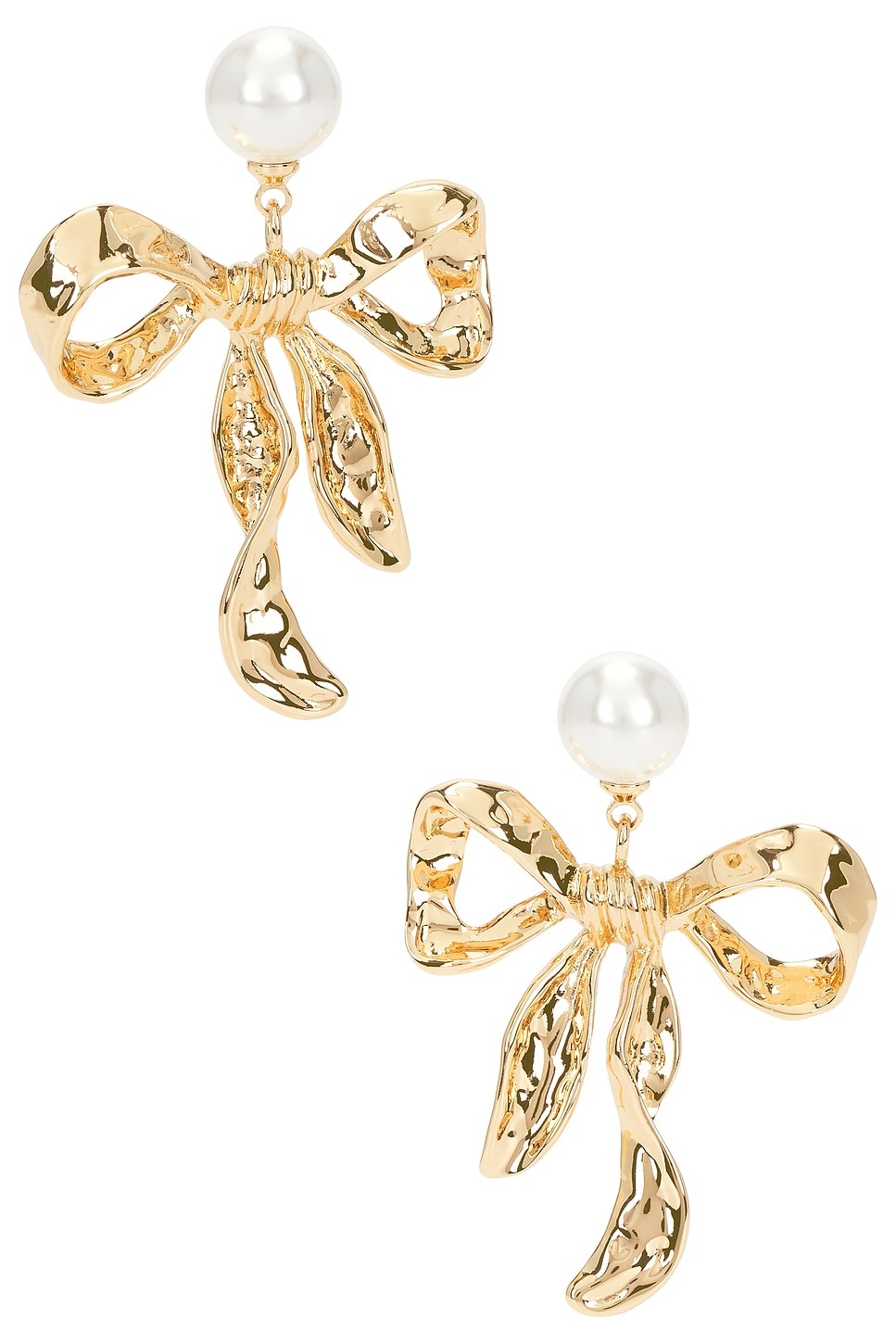 Mottled Gold Bow Earrings - 1