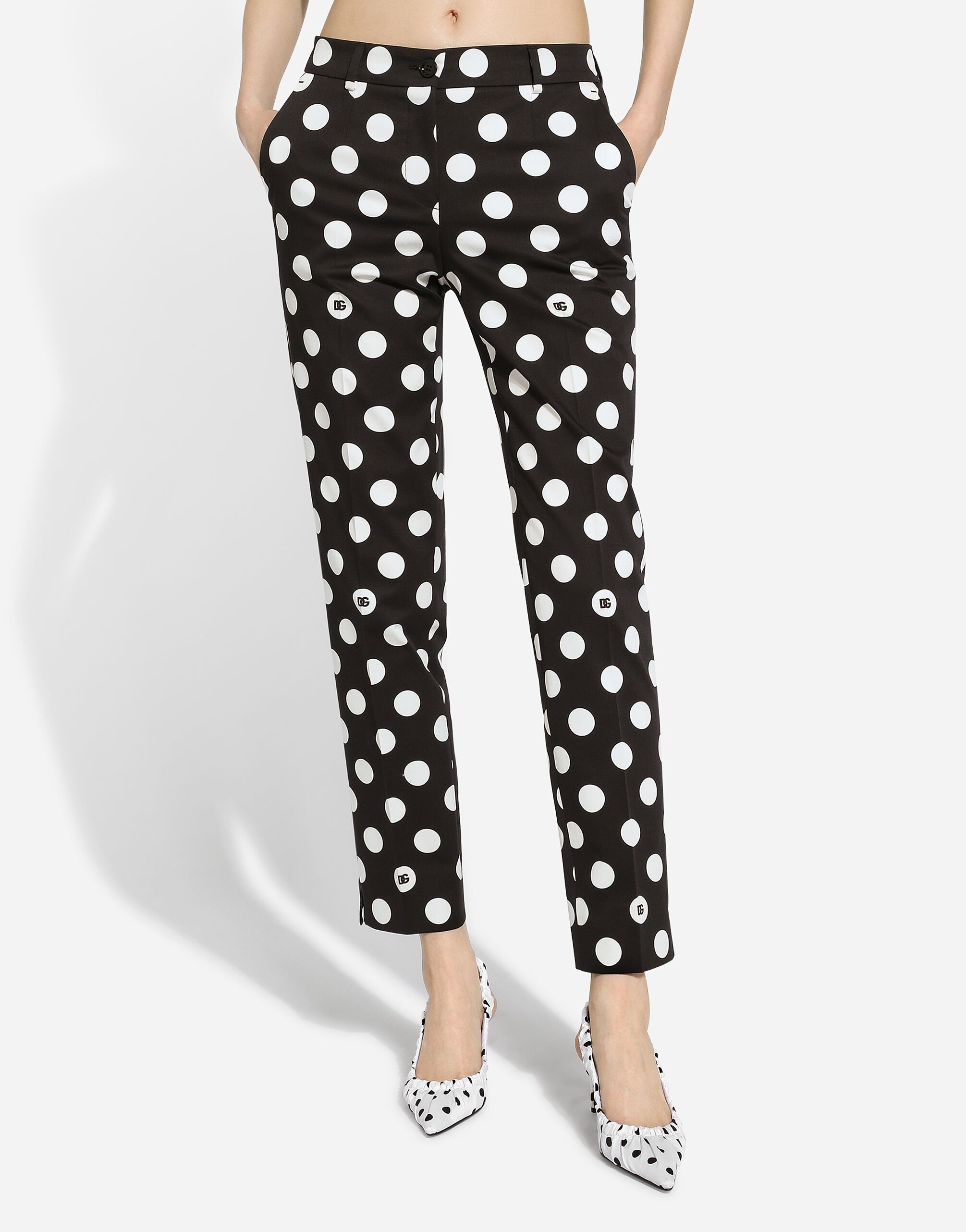 Cotton pants with polka-dot print - 4