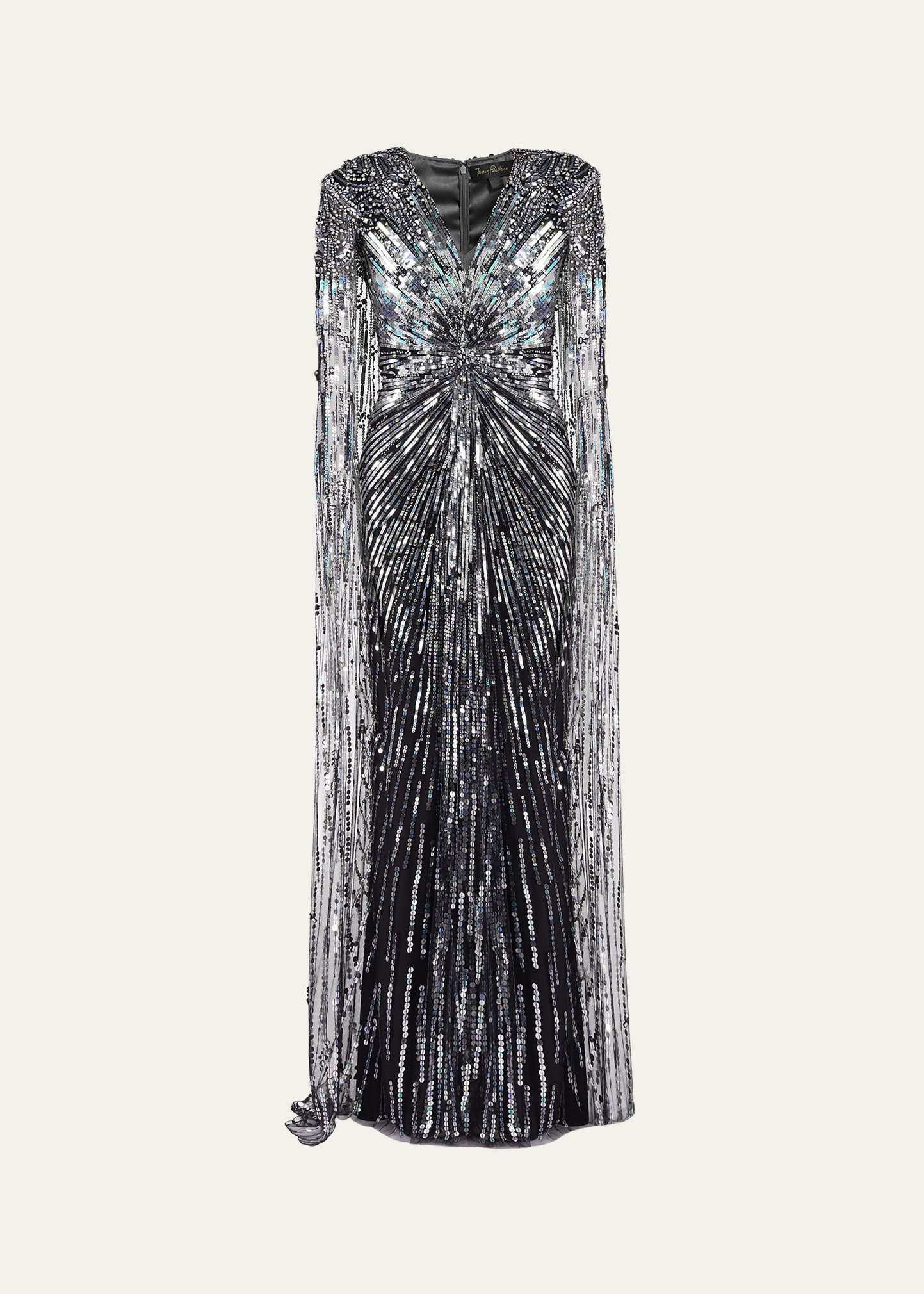 Gold Rush Embellished Cape Gown - 1