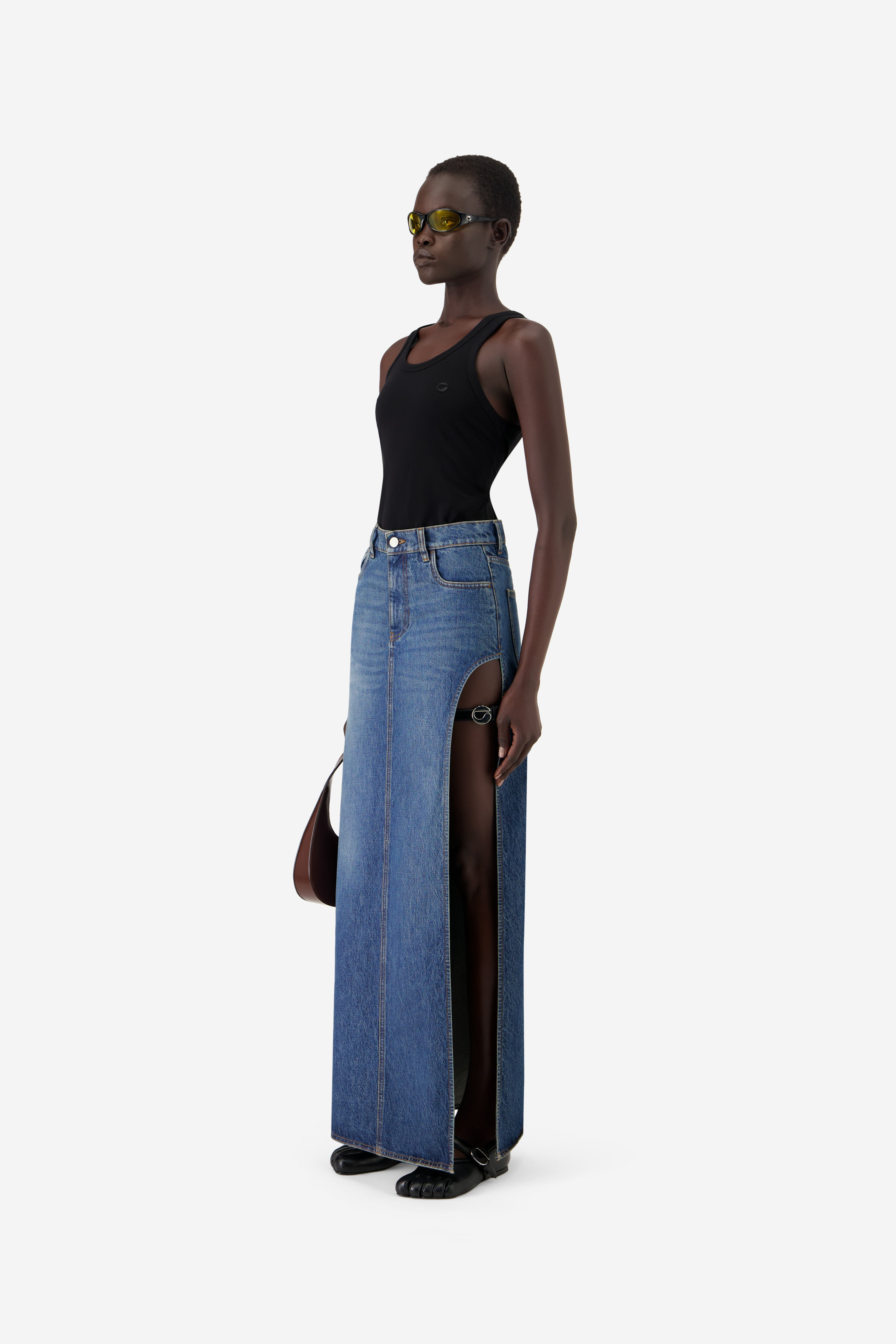 Garter Belt Denim Skirt - 4