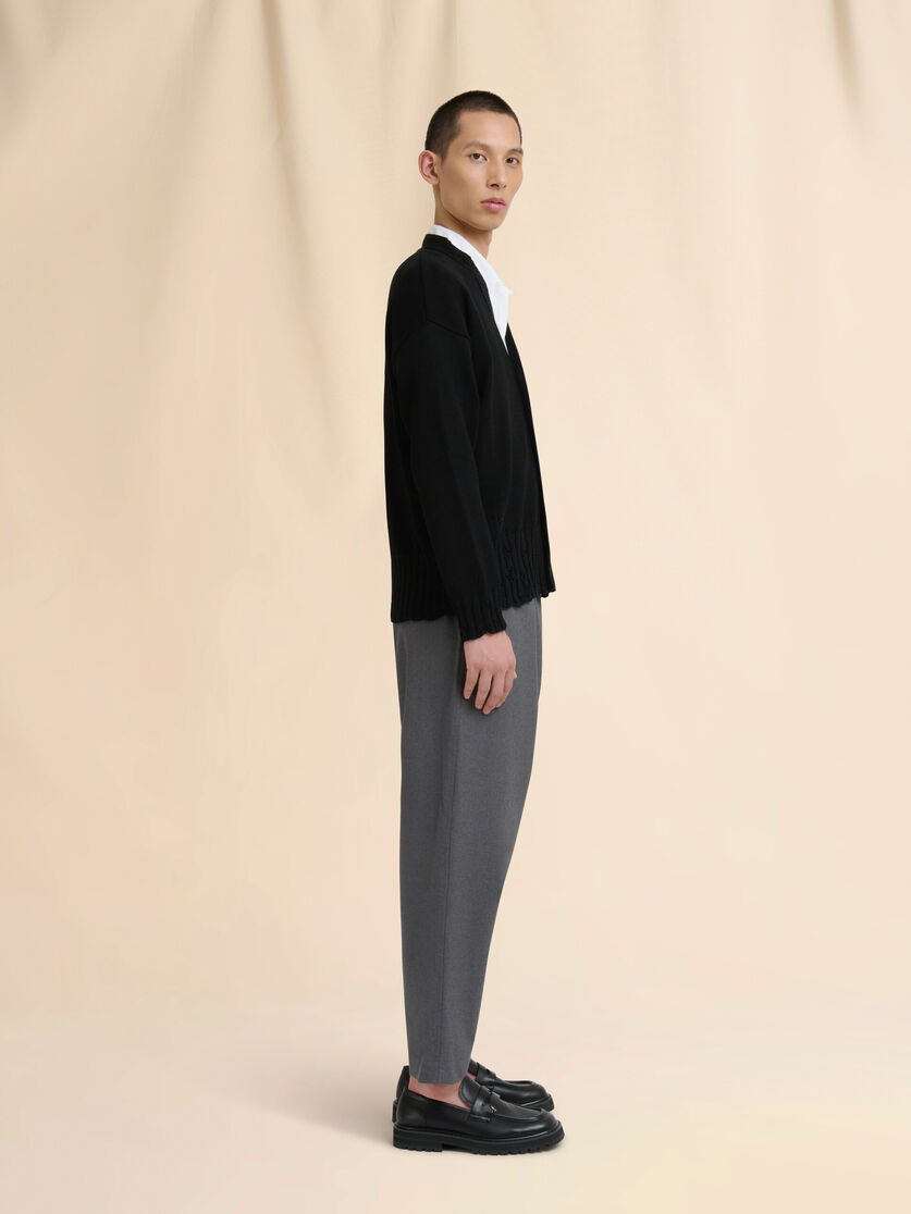 BLACK COTTON CARDIGAN WITH MARNI SYMBOL - 5