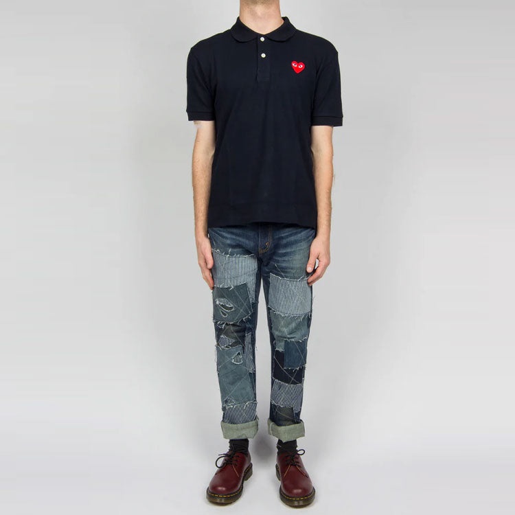 COMME des GARCONS PLAY Polo Red Emblem 'Navy' AZ-T006-051-2 - 3