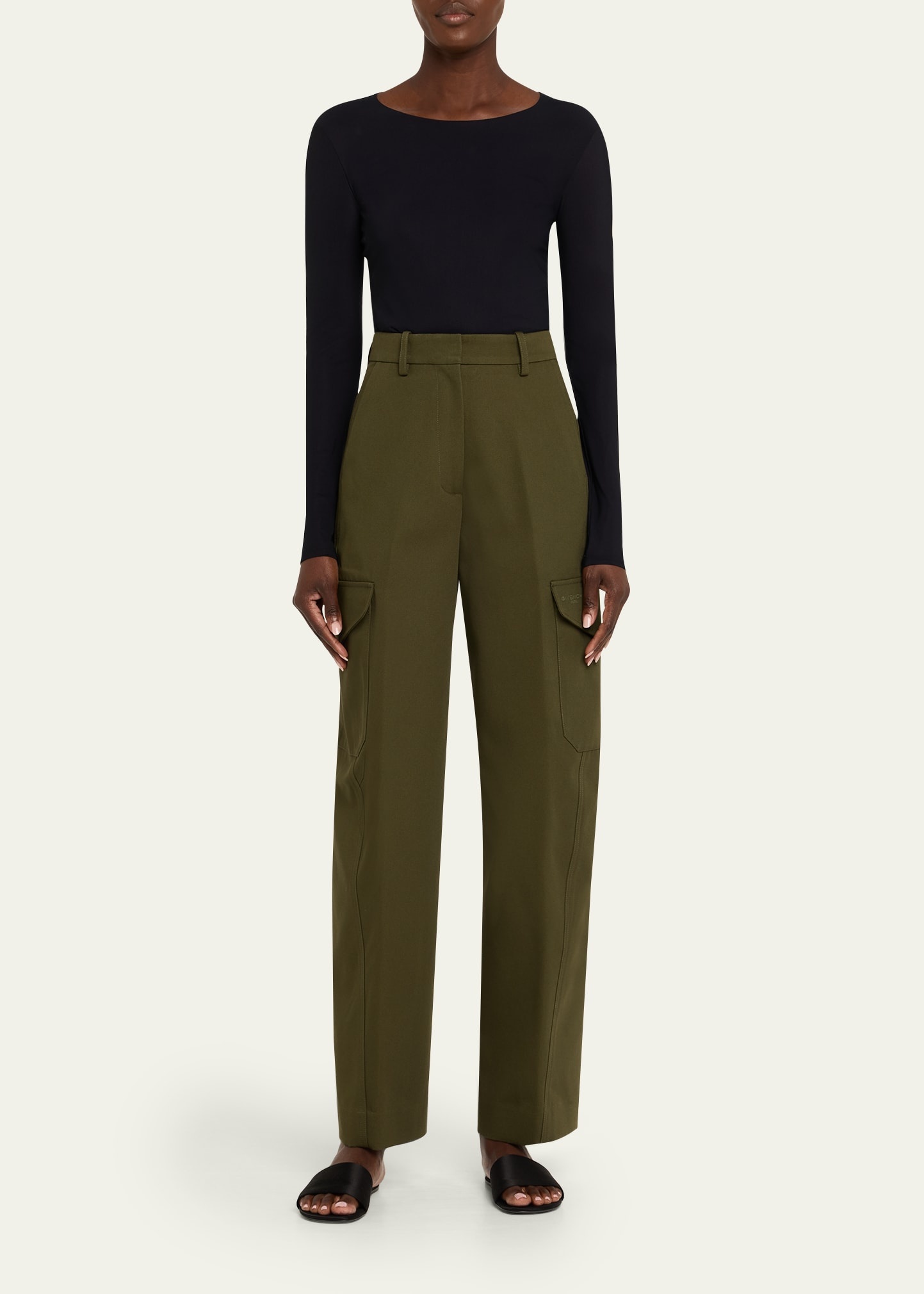 Barrel Leg Cargo Wool Trousers - 2
