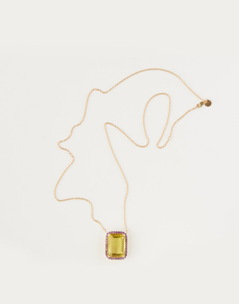 Lemon Quartz with Amethyst Pendant 1