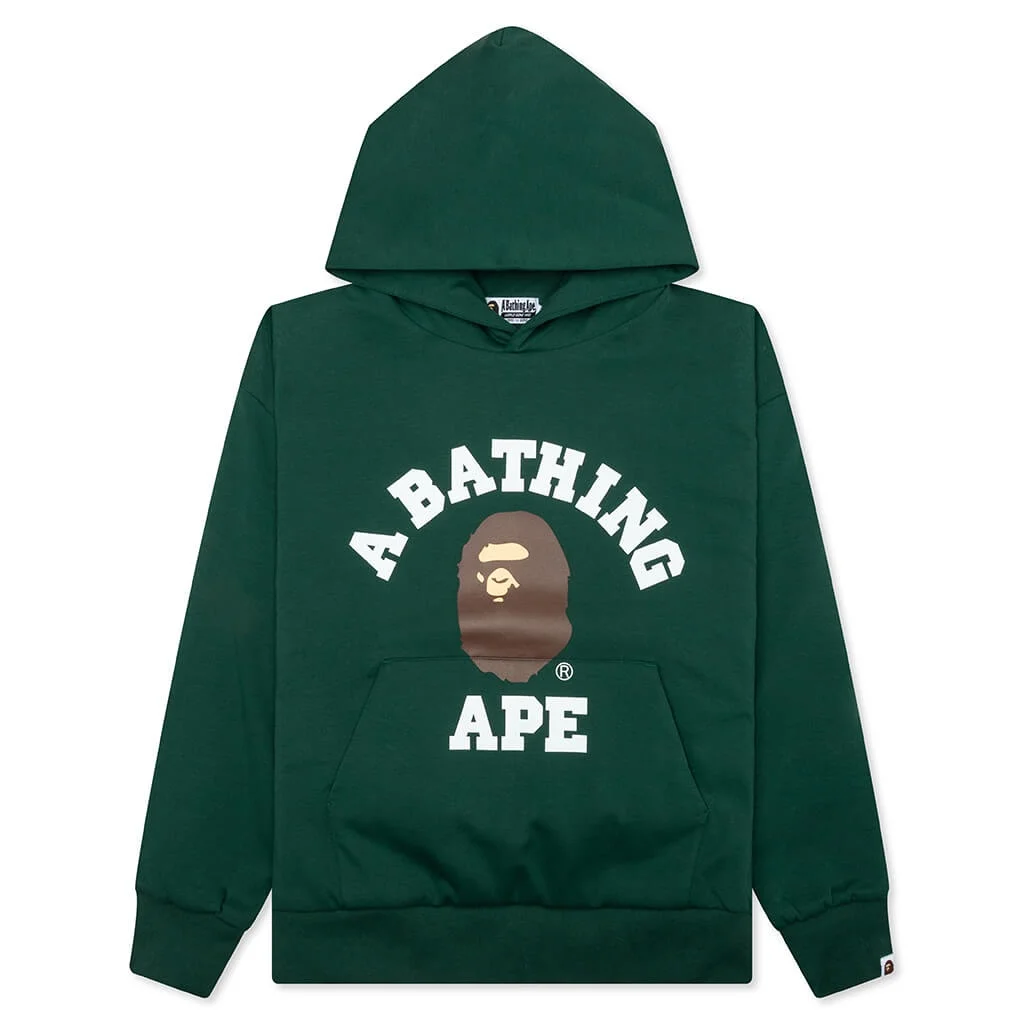 COLLEGE PUFFY RELAXED FIT PULLOVER HOODIE - GREEN - 1