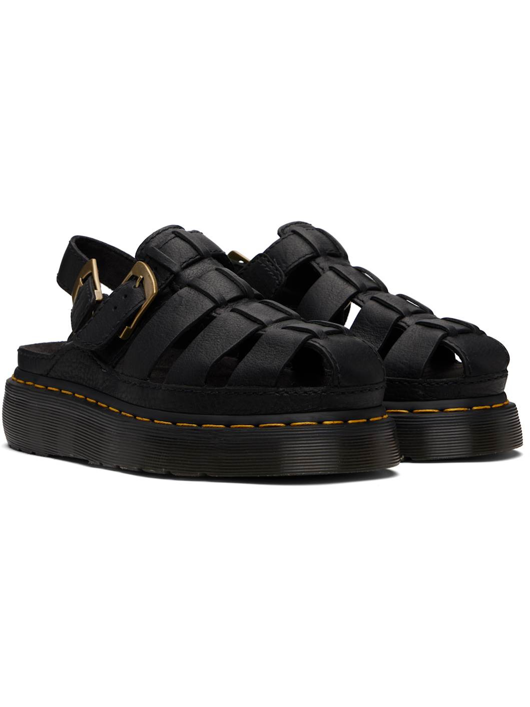 Black Wrenlie Grizzly Leather Fisherman Sandals - 4