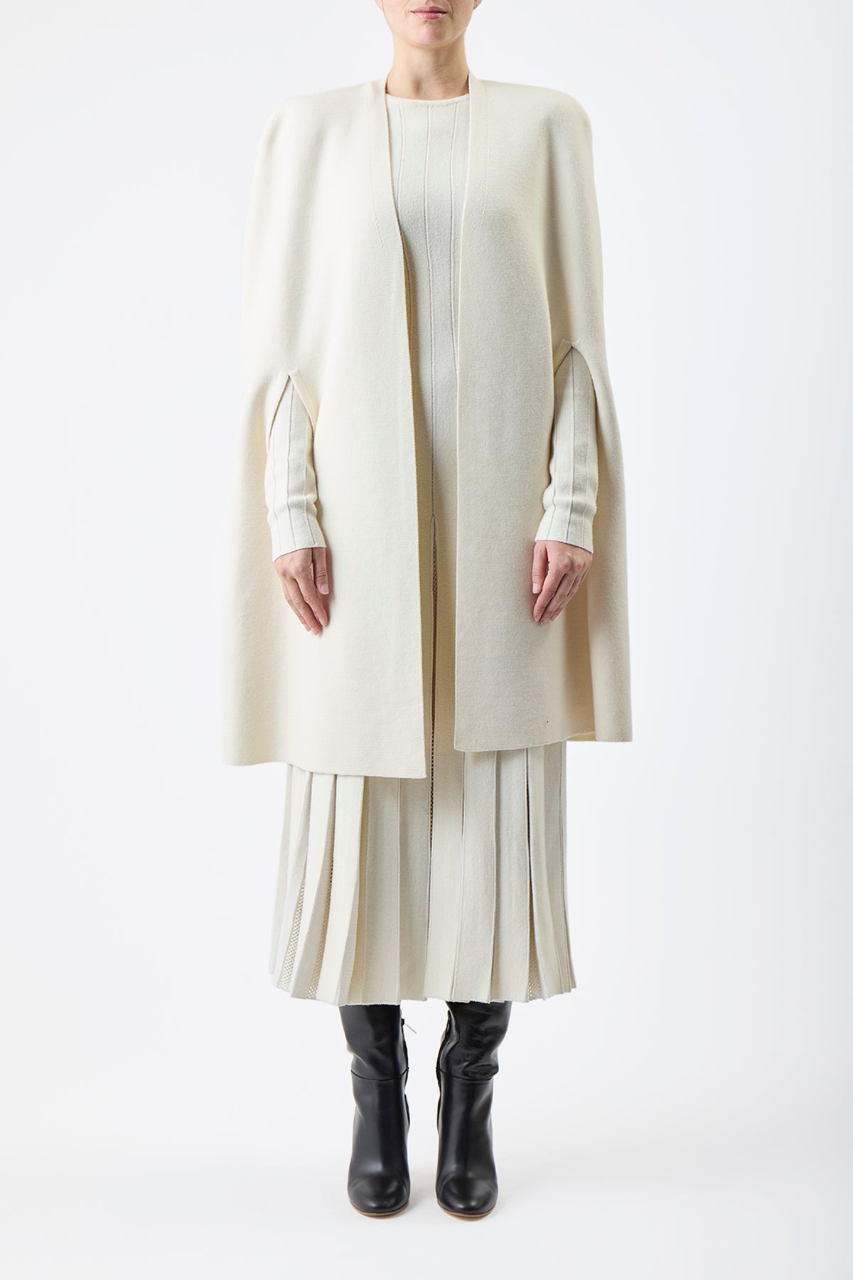 Eoin Poncho in Ivory Wool - 3