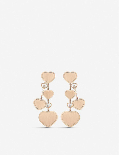 Chopard Chopard x 007 Happy Hearts Golden Hearts 18ct rose-gold and 0.20ct diamond earrings outlook