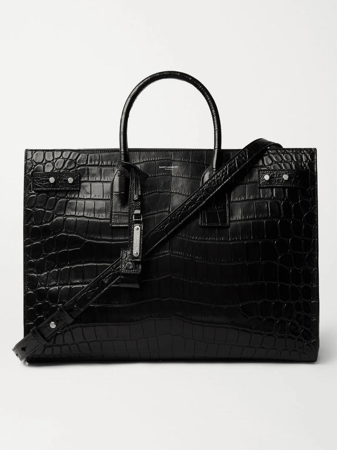 Croc-Effect Leather Tote Bag - 1