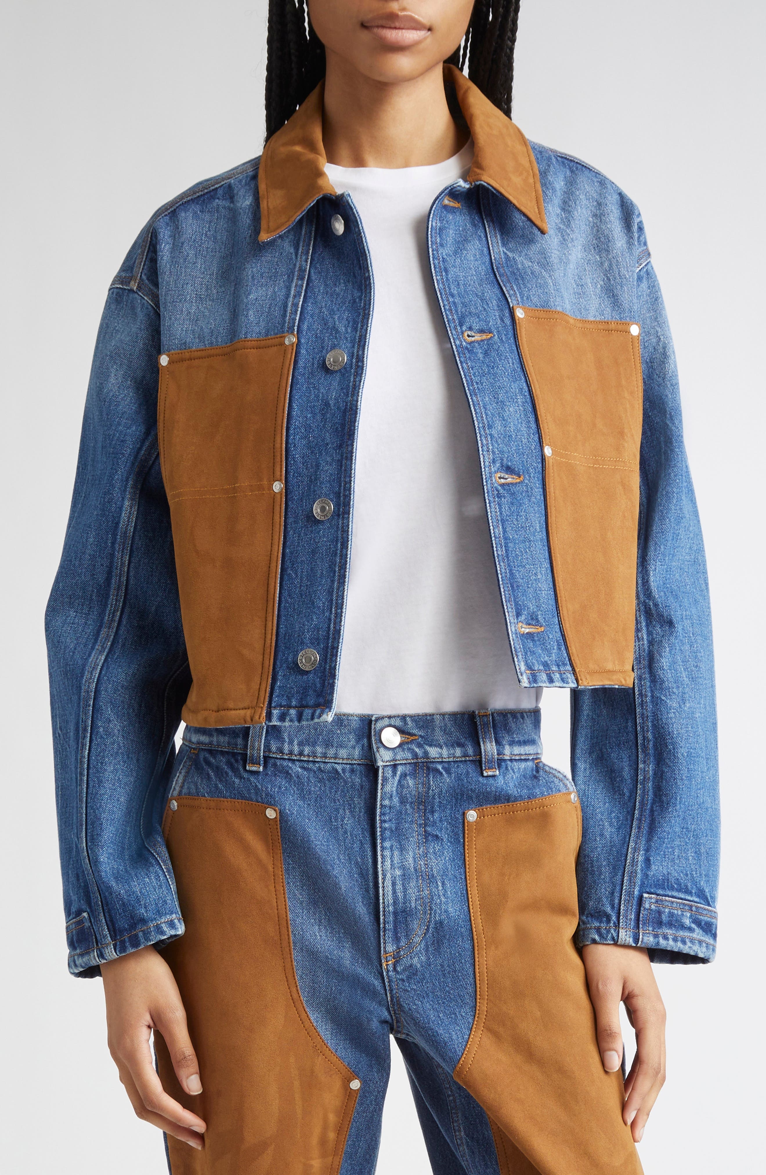 Stella McCartney Denim & Faux Suede Trucker Jacket in 4090 - 5