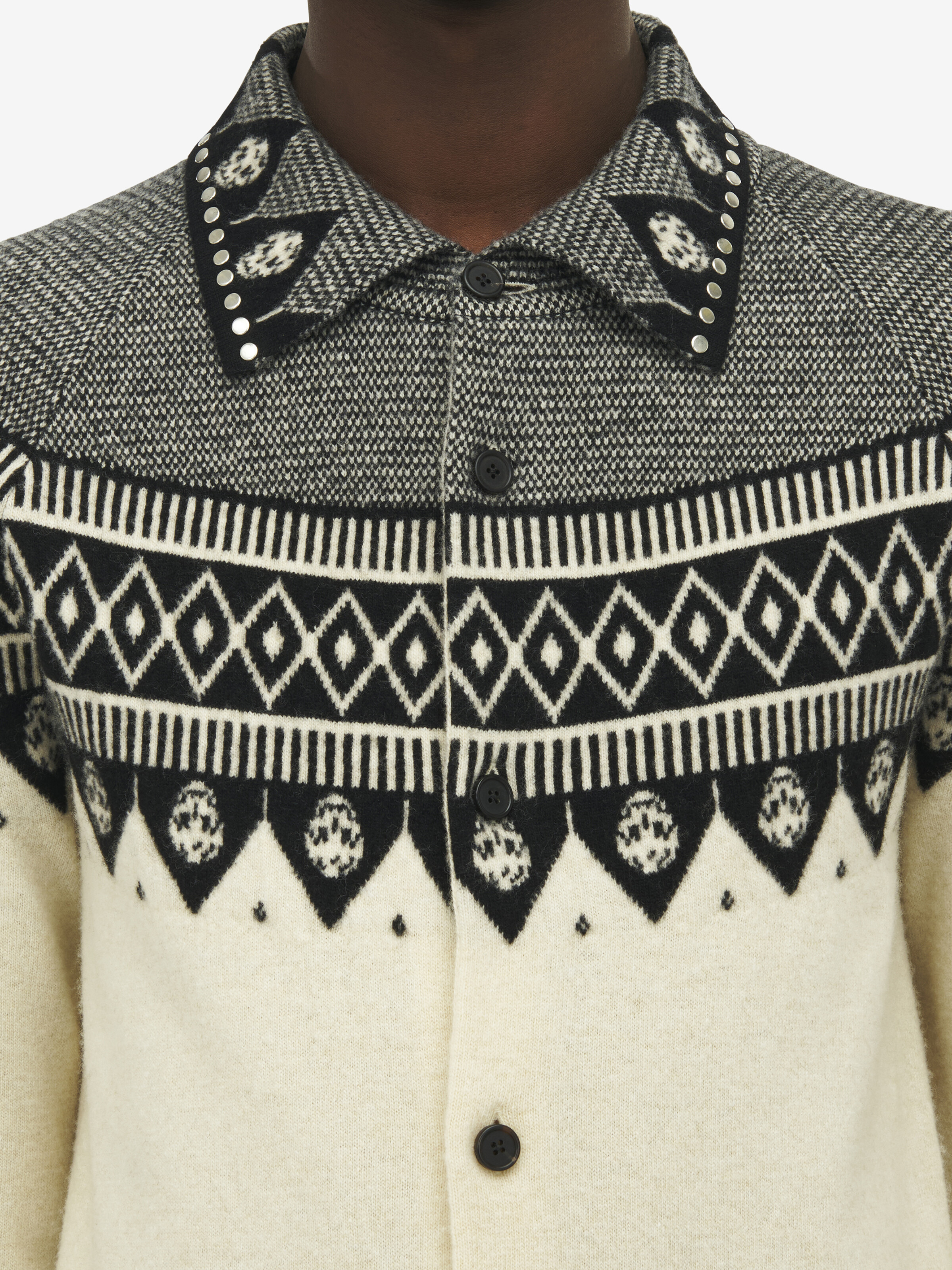 Fair Isle Polo Cardigan - 6
