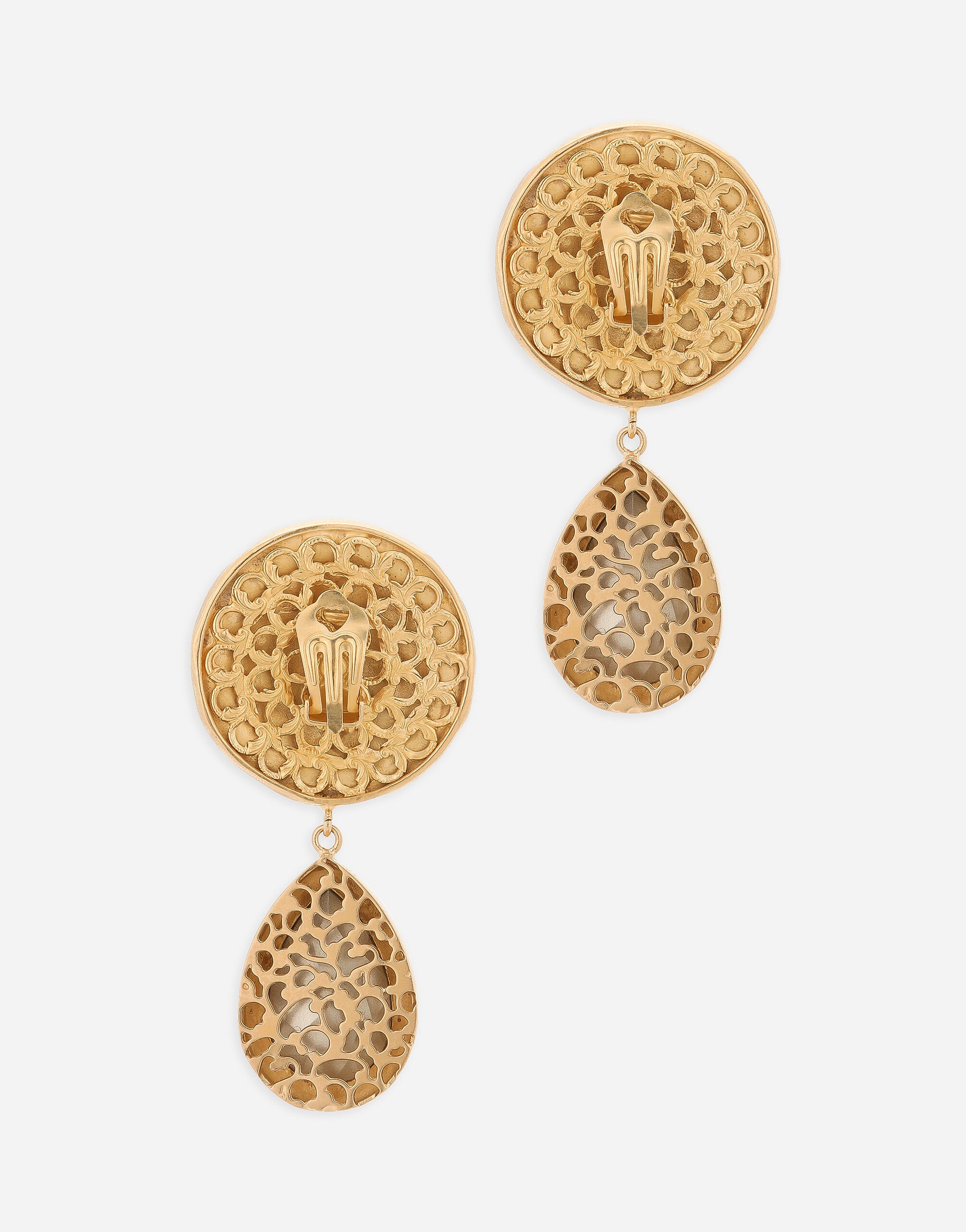 Earrings with logo coin and rhinestone pendants - 3