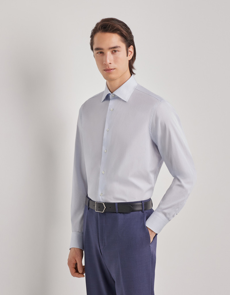 Canali CANALI NUVOLA LIGHT BLUE AND BLUE COTTON REGULAR-FIT SHIRT outlook