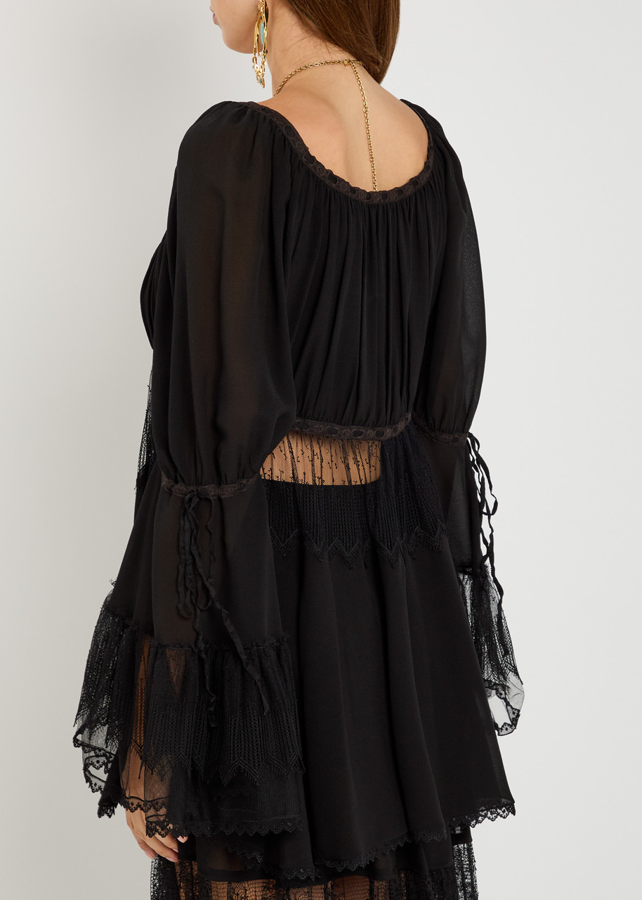 Chloe Lace-embellished Silk-chiffon Blouse - 3