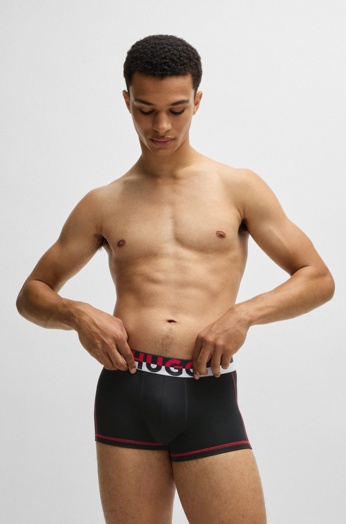 STRETCH-JERSEY TRUNKS WITH COLOR-BLOCK WAISTBAND - 2