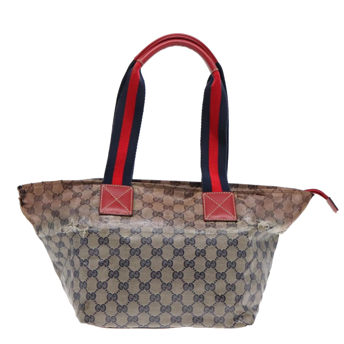 GUCCI GG Crystal Sherry Line Tote Bag Gold Red Navy - 3