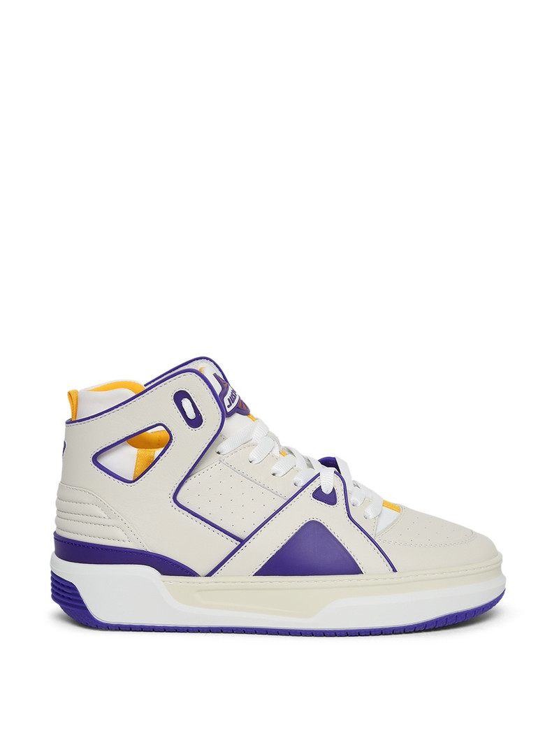 Basketball Courtside Hi Top Sneaker White And Purple - 1