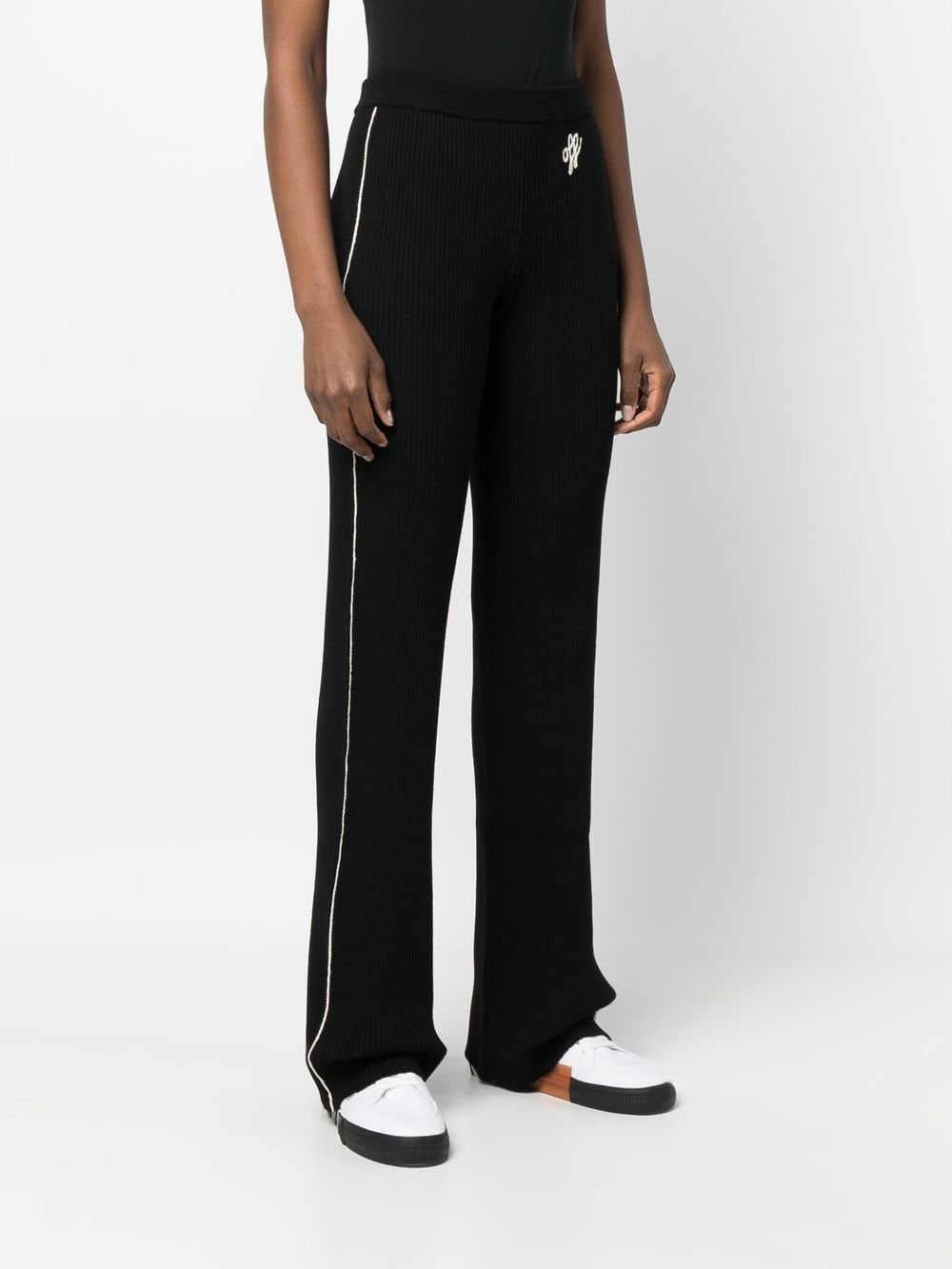 embroidered-logo knit trousers - 3