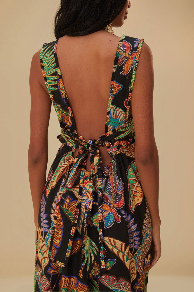 Cool Foliage Black Sleeveless Maxi Dress 4