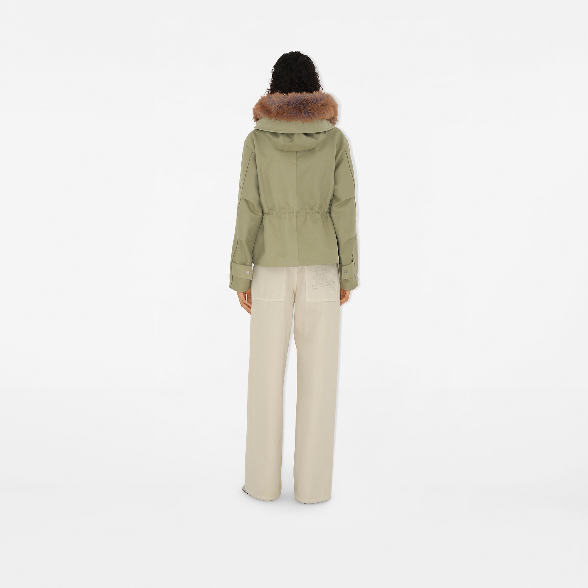 Short Faux Fur Trim Cotton Parka - 4