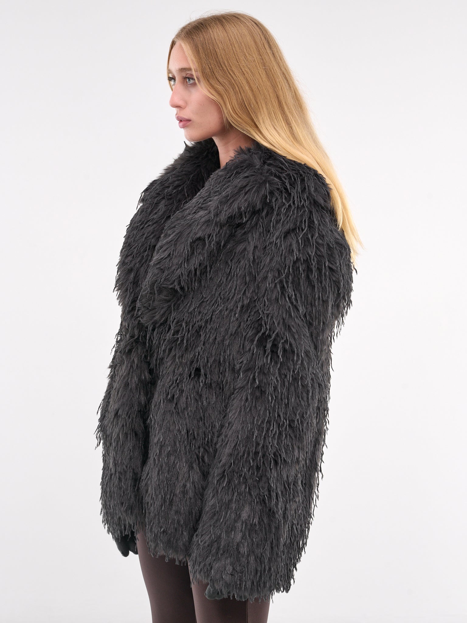 Double-Breasted Faux Fur Jacket - 2