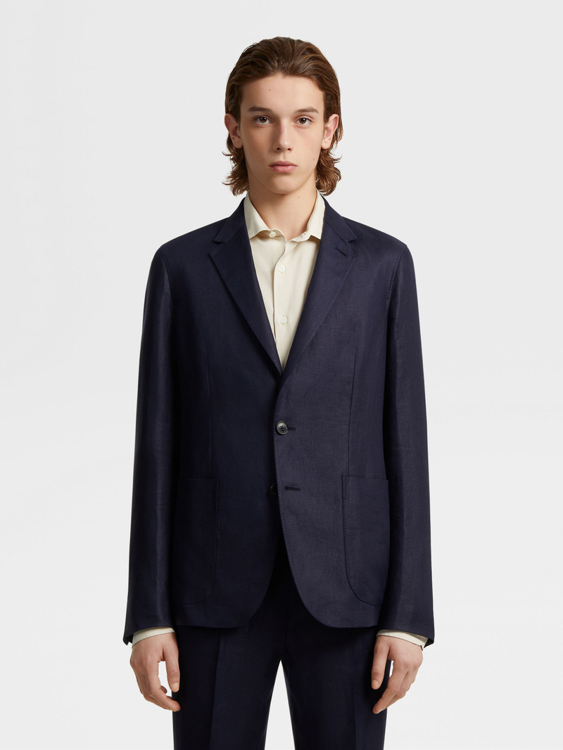 DARK BLUE PURE LINEN SHIRT JACKET 4