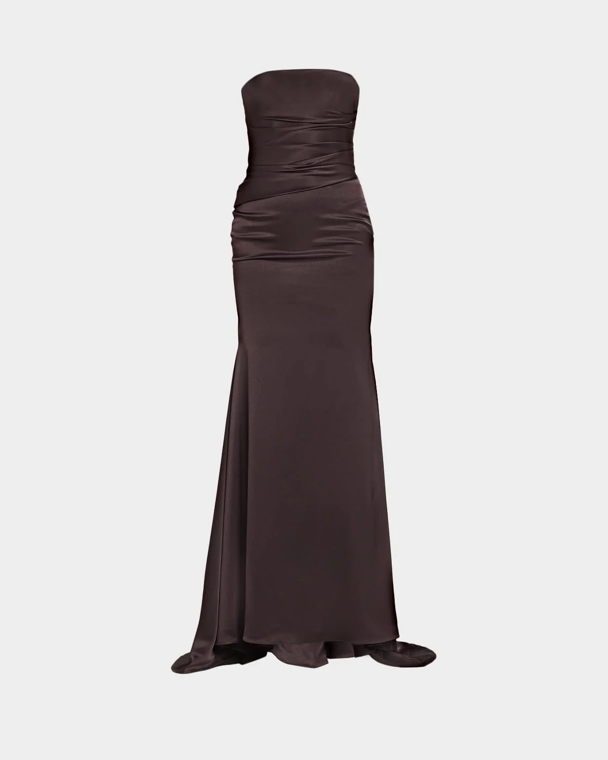 Strapless Drape Gown in Satin Crepe - 1