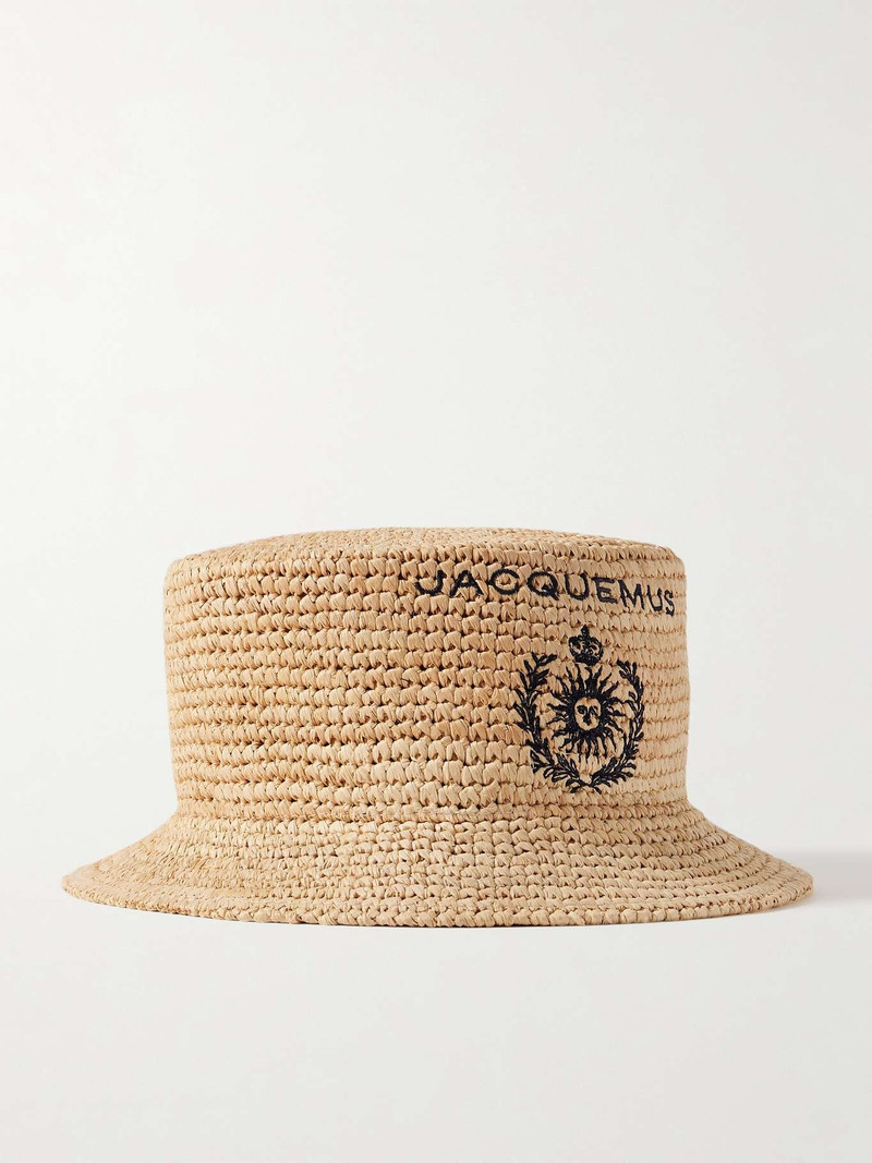 Le Pesco embroidered raffia bucket hat Neutral - 1