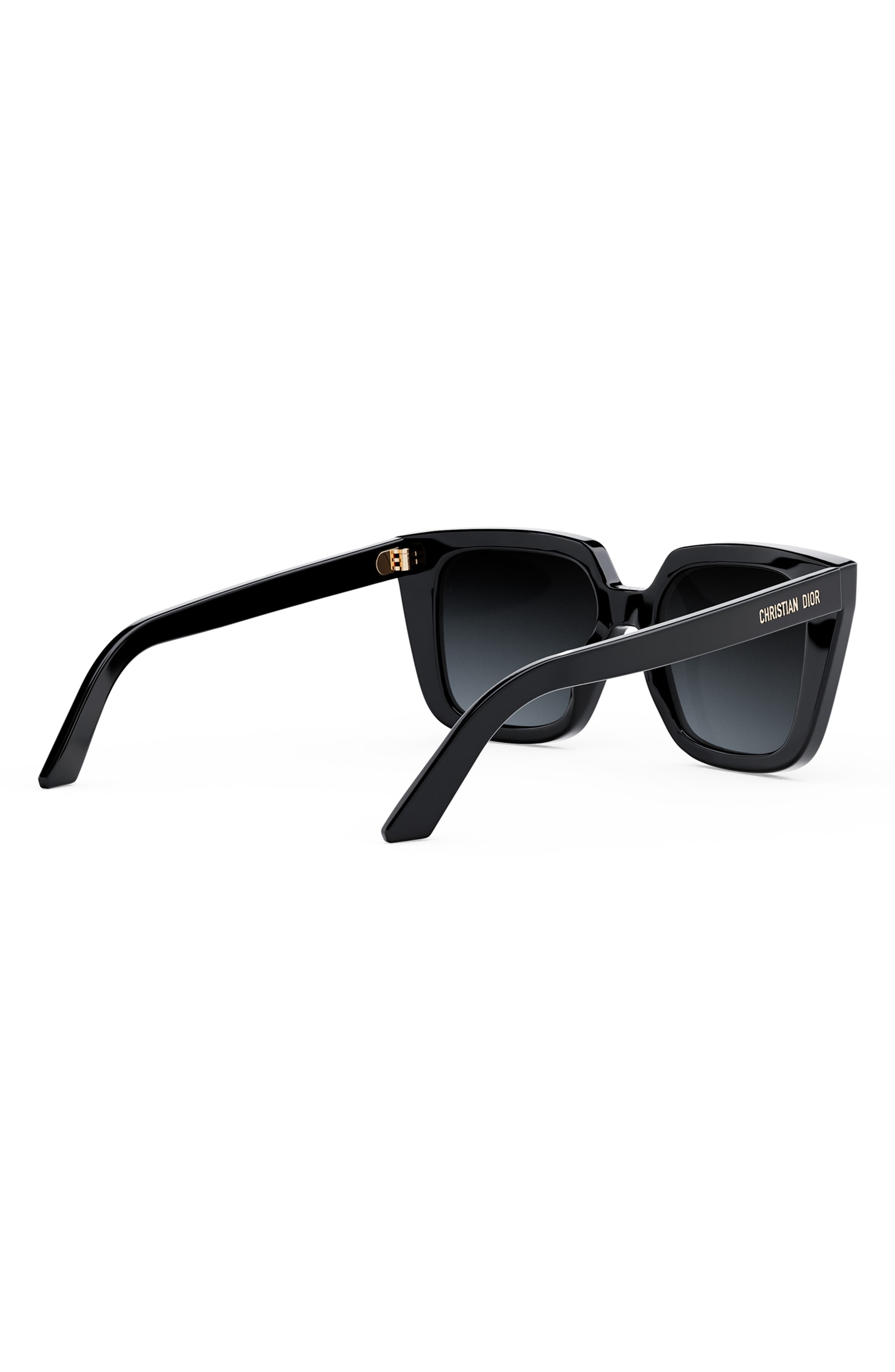 'DiorMidnight S1I 53mm Square Sunglasses in Shiny Black /Gradient Smoke at Nordstrom - 7
