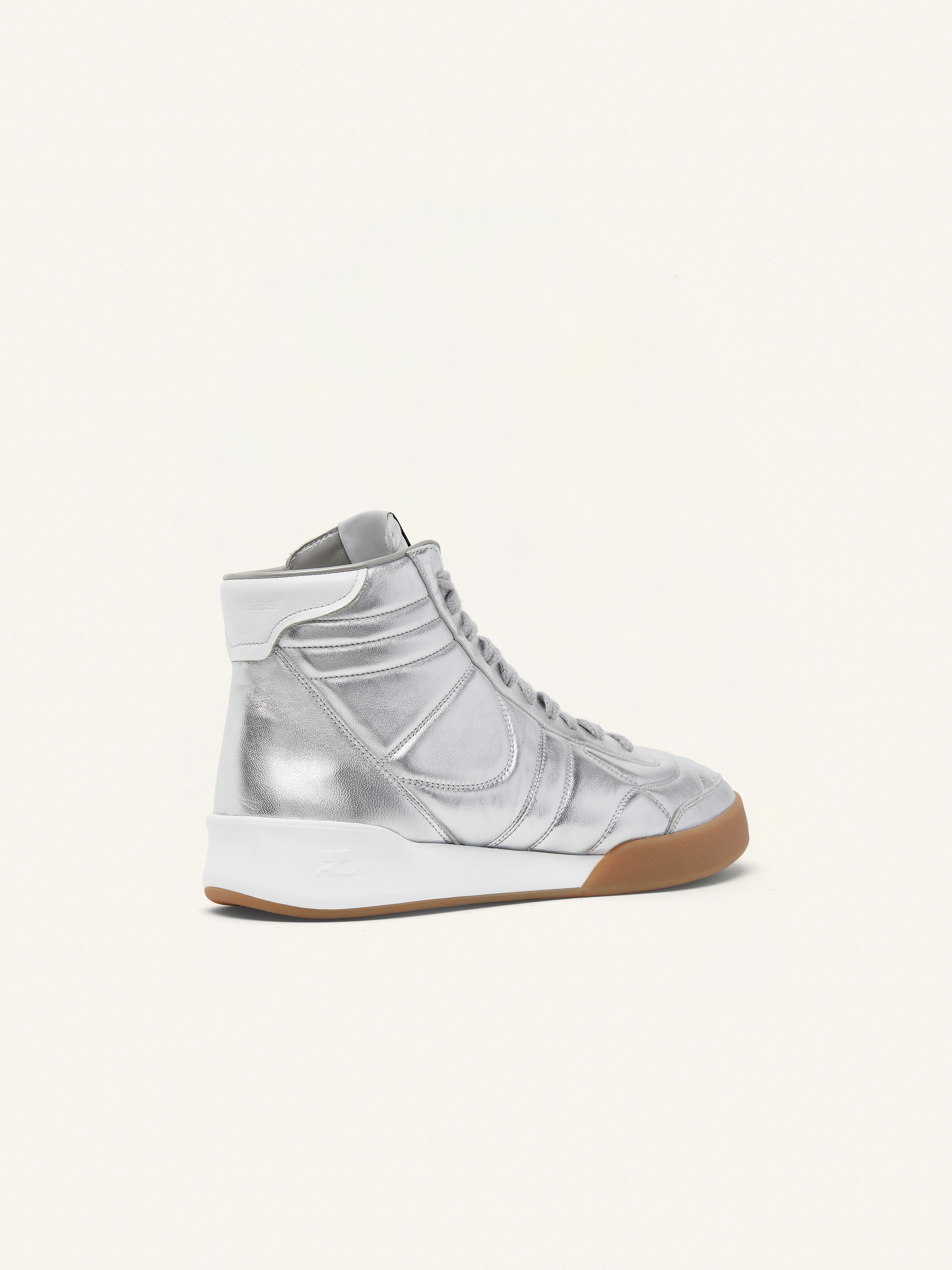 CLUB02 MID SILVER LEATHER SNEAKERS - 3
