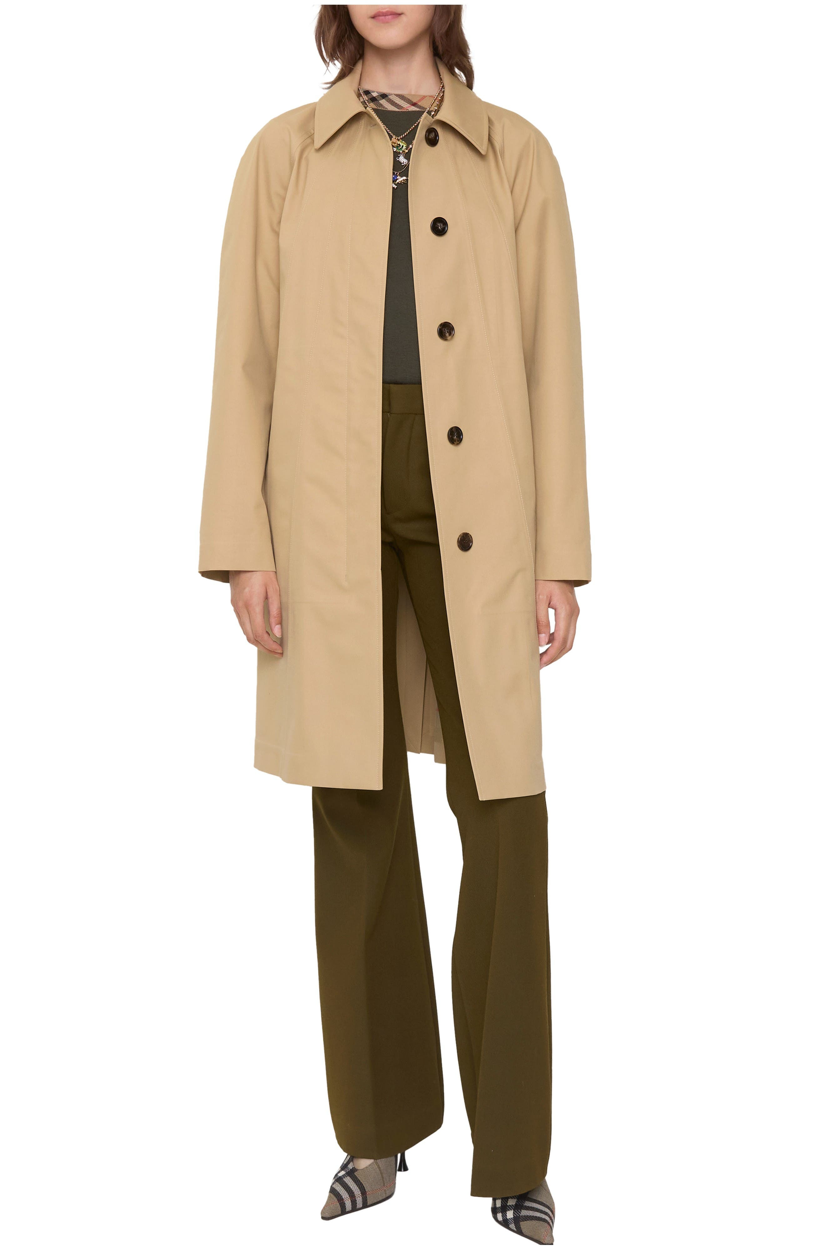 burberry Mid-length Bonded Cotton Car Coat in Flax Beige at Nordstrom - 1