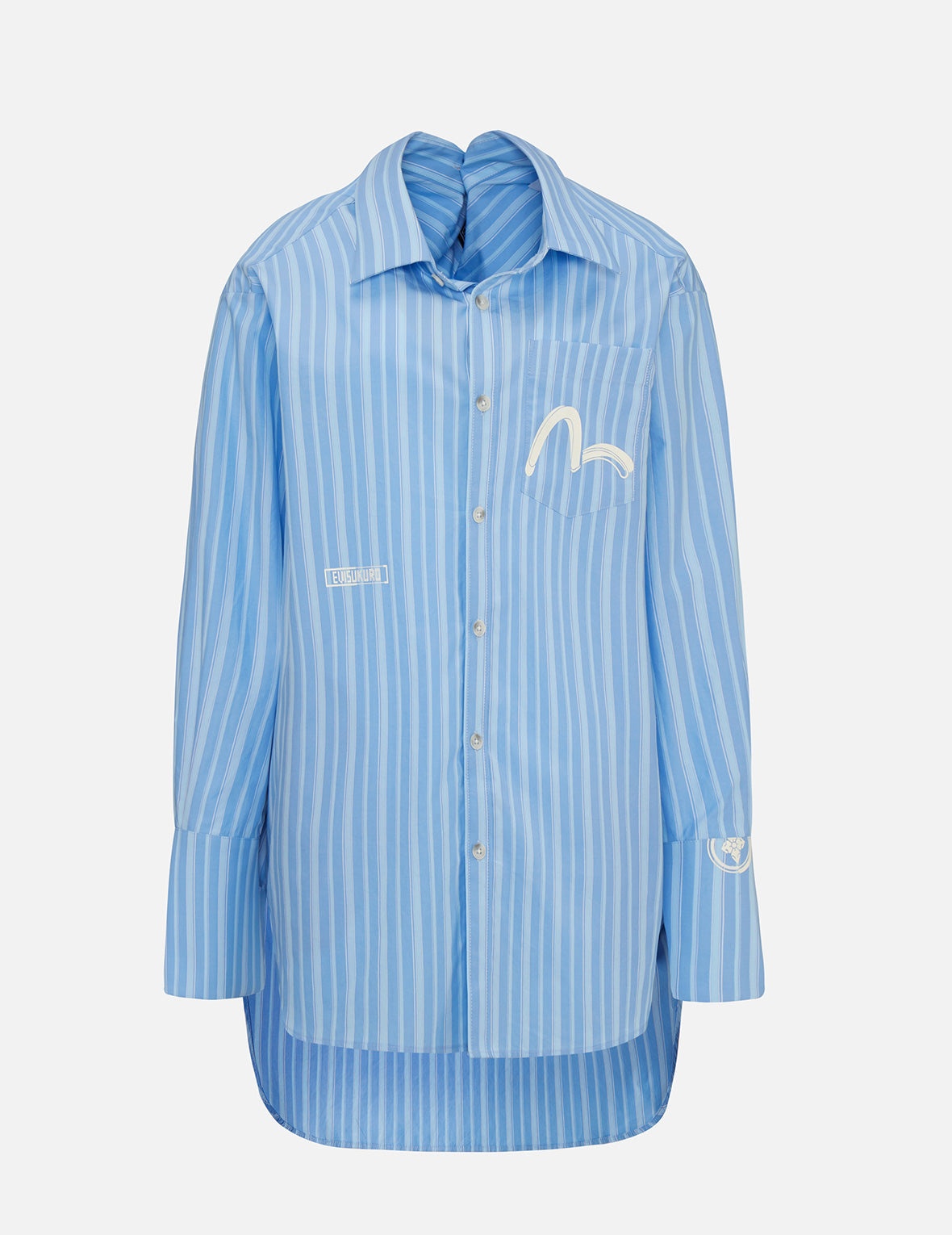 Drape Collar Pinstripe Shirt - 1