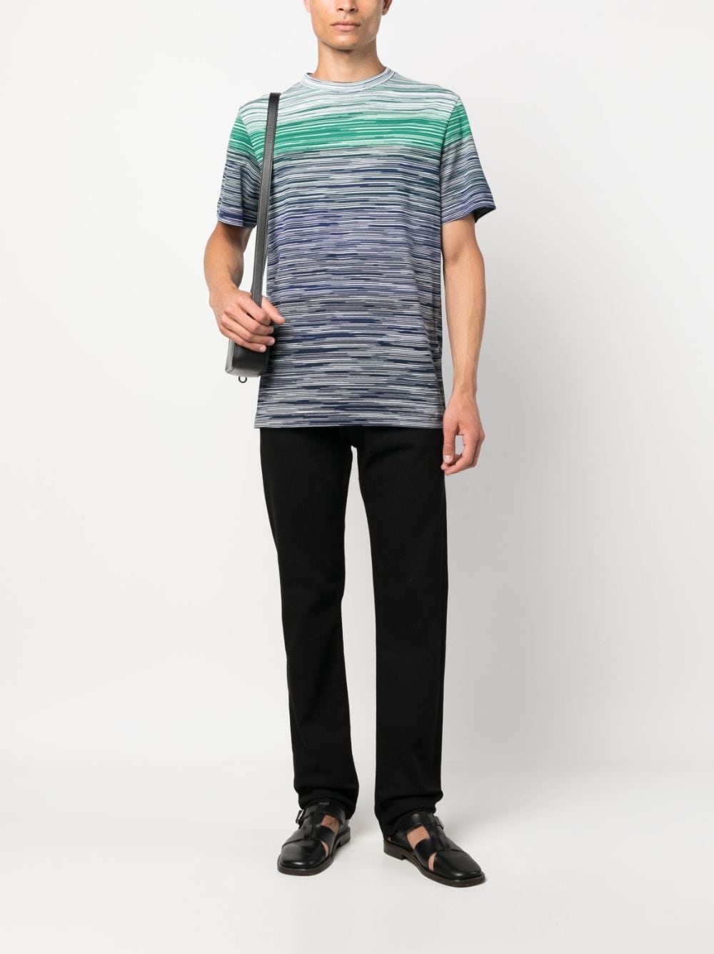 gradient-effect striped cotton T-shirt - 2