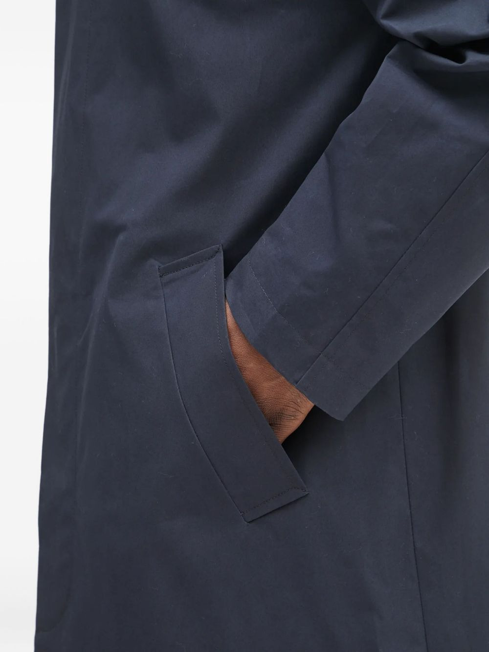 corduroy-collar long coat - 4