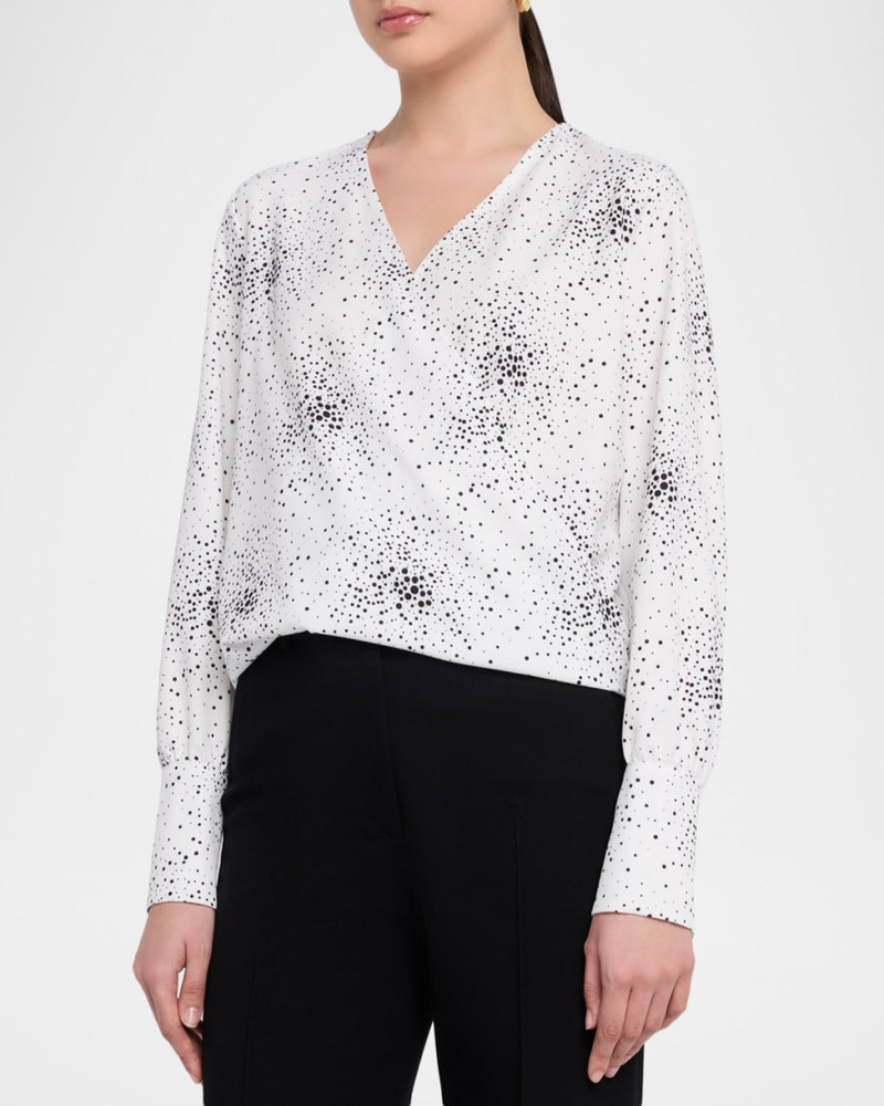 Dotted Surplice Blouse 4