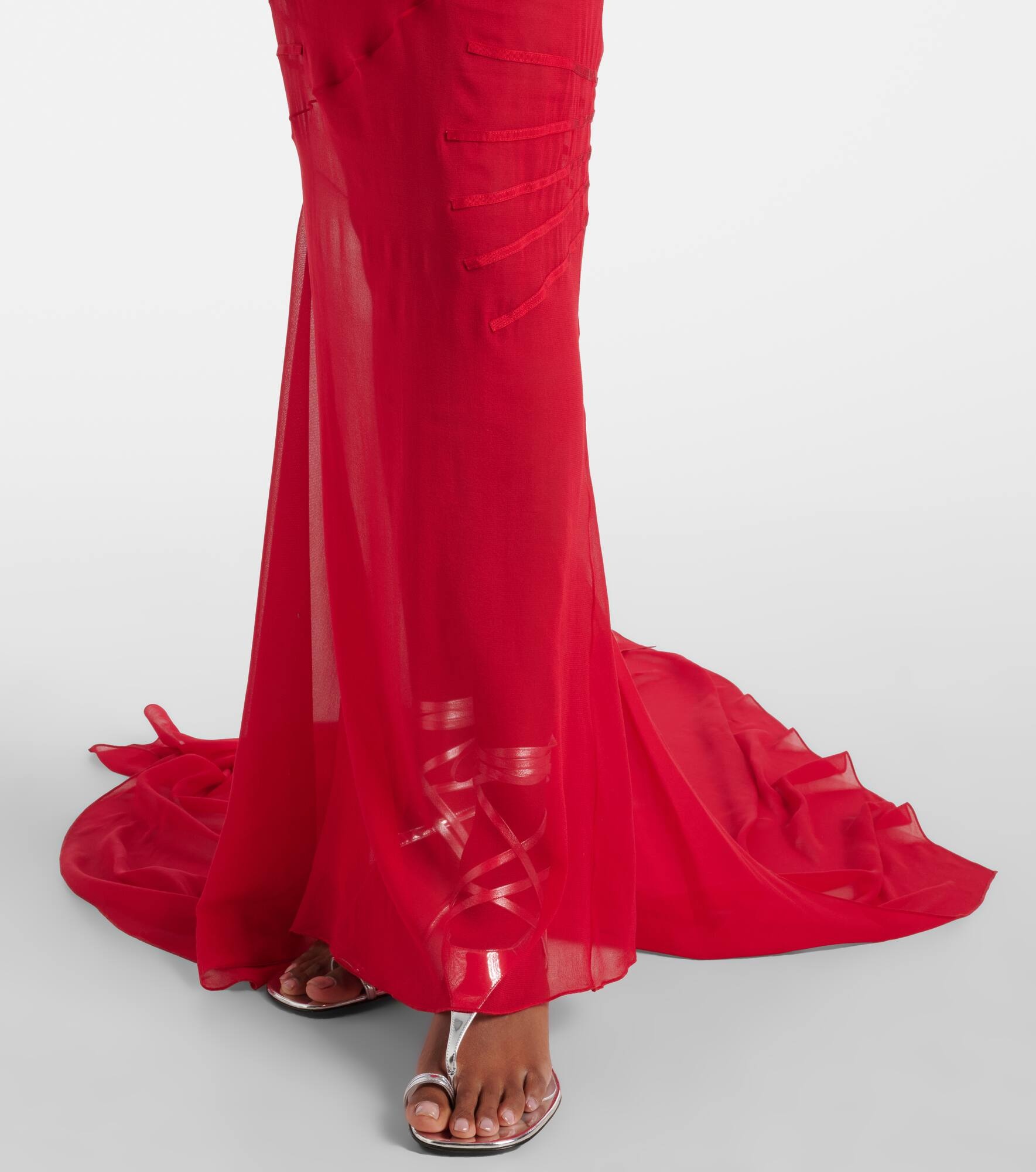 Cutout chiffon bustier dress - 5