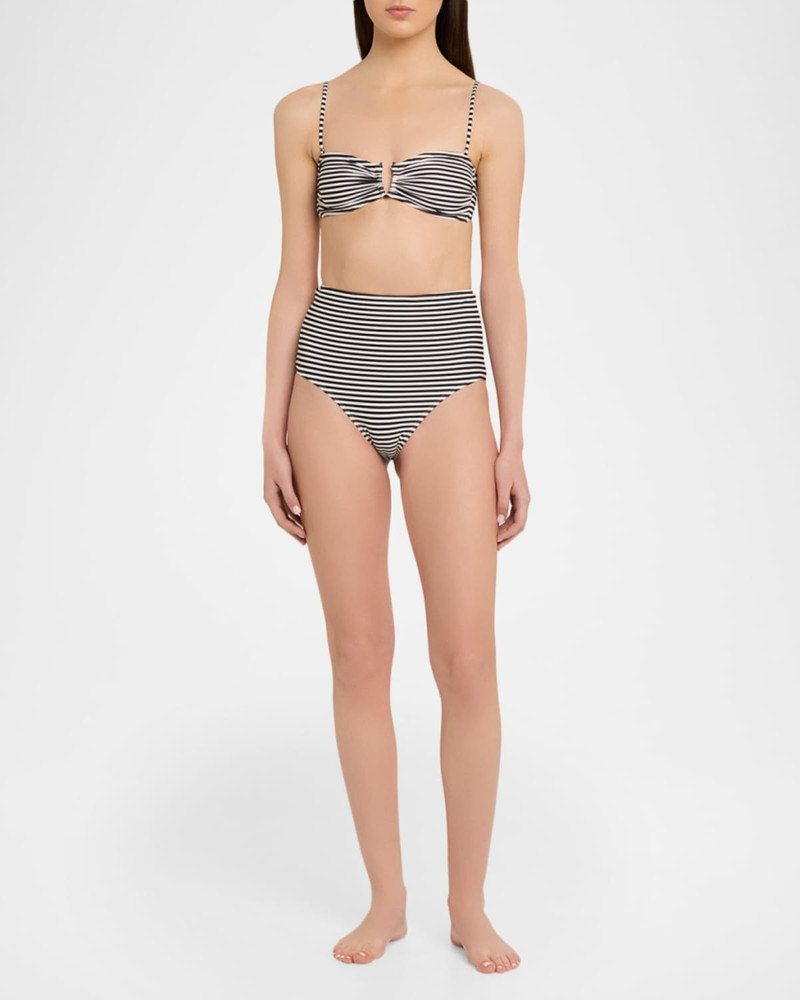 NILI LOTAN High-Waist Striped Bikini Bottoms outlook