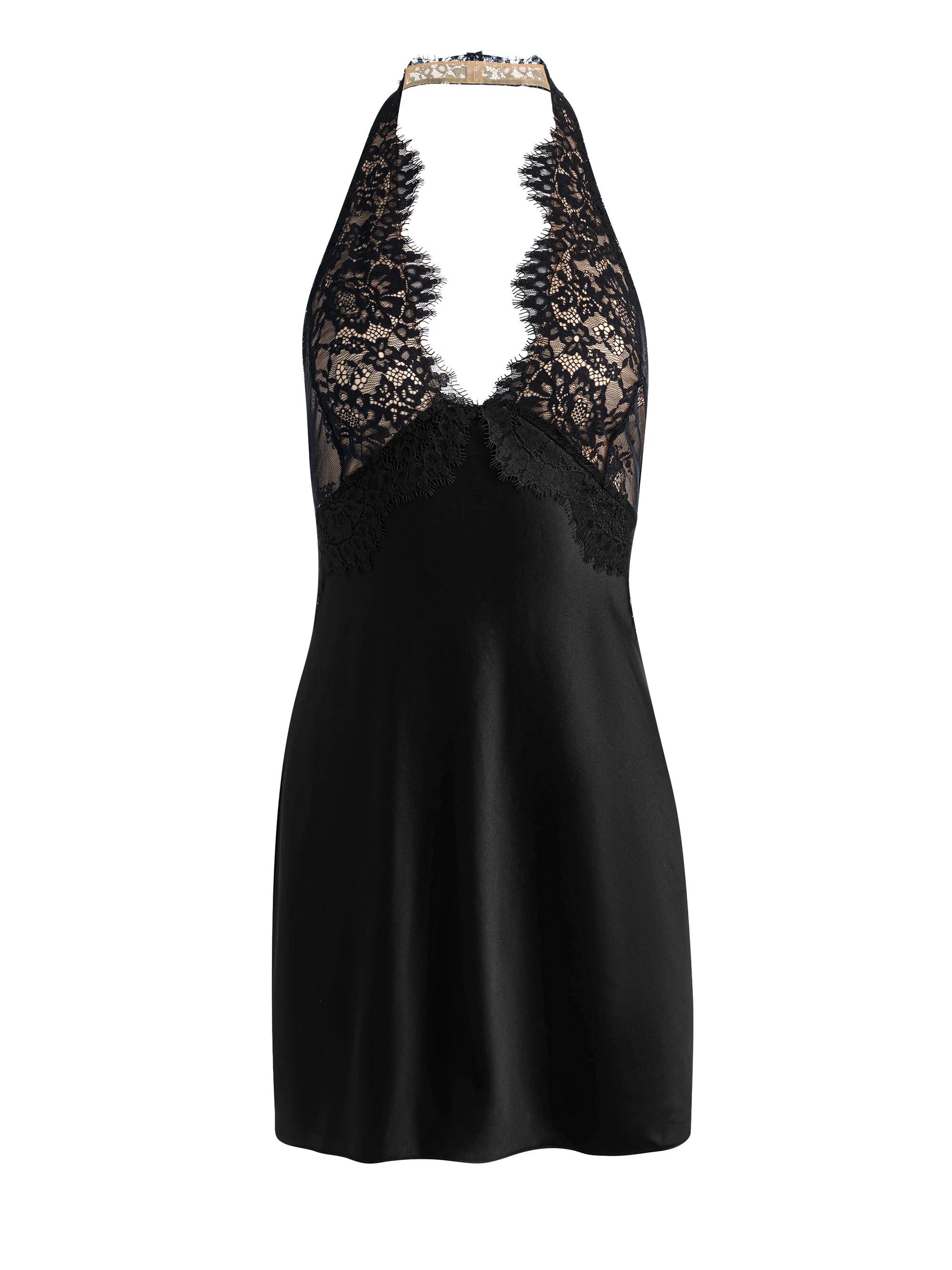 VIOLA LACE HALTER MINI DRESS - 1