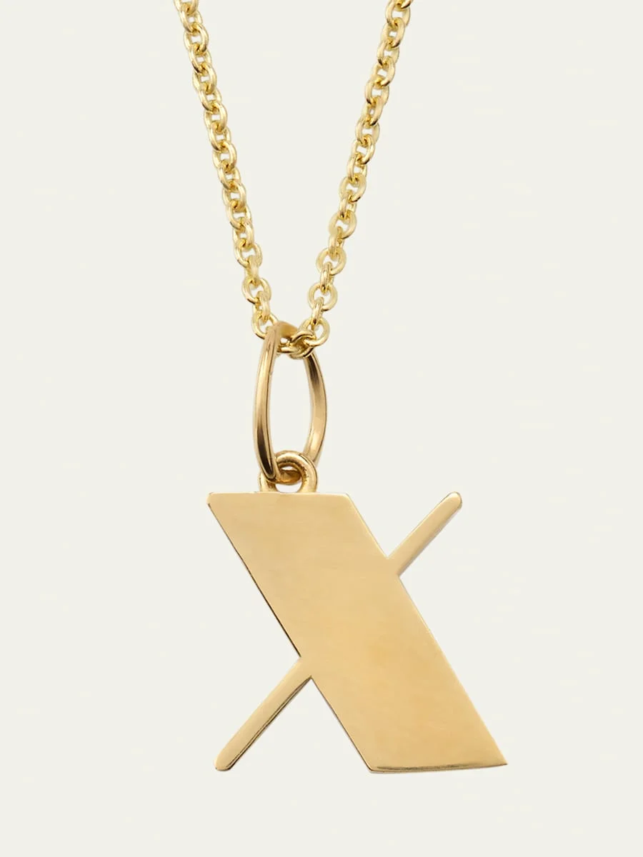 14K Pure Block Initial Necklace - 1