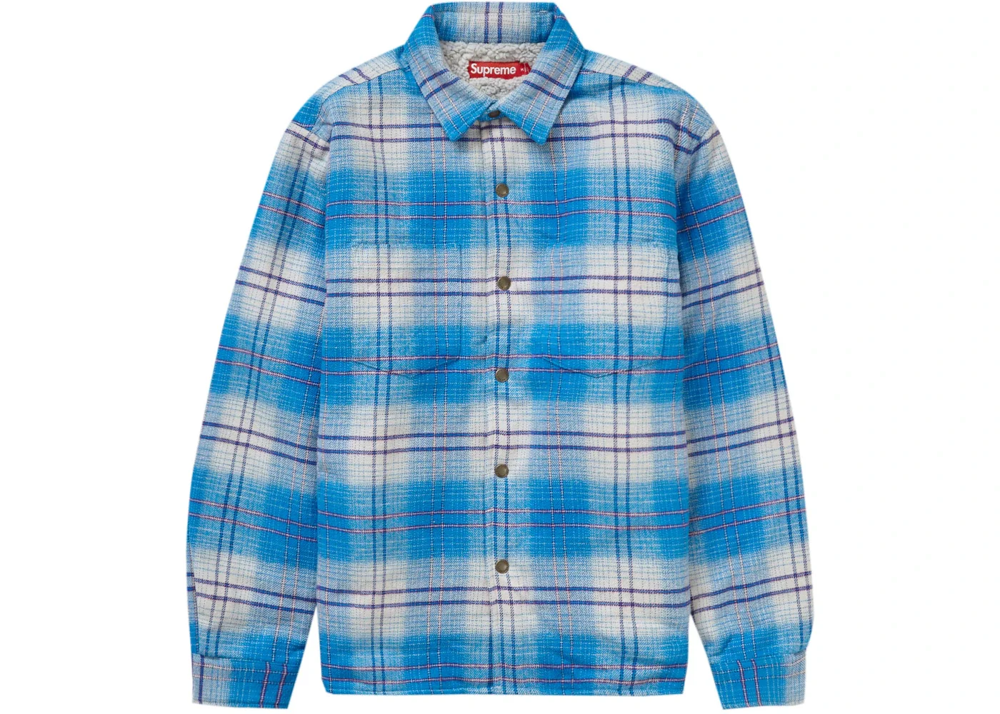 Supreme Lined Flannel Snap Shirt Blue - 1