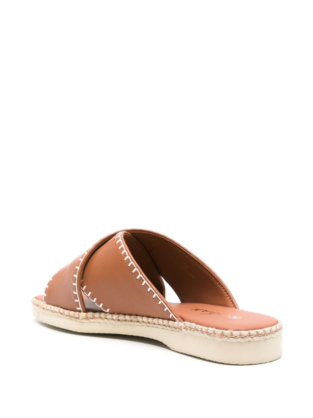 crossover-strap leather slides - 3