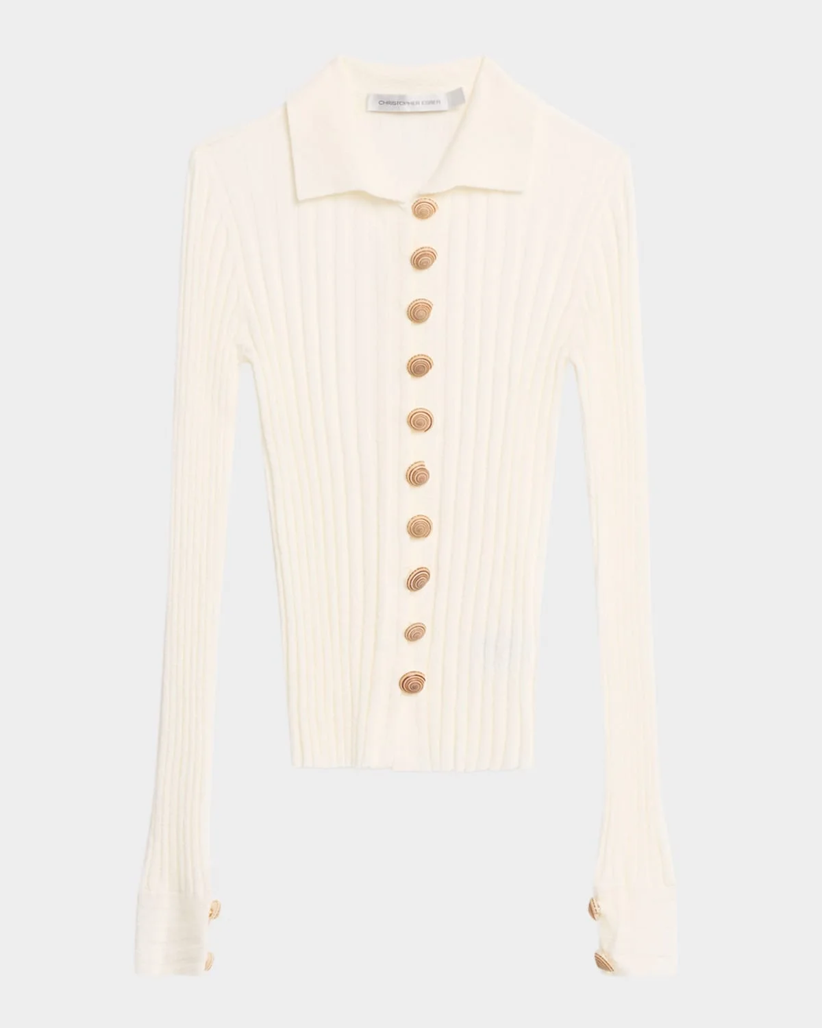 Sundial Shell-Button Rib Knit Cardigan - 1