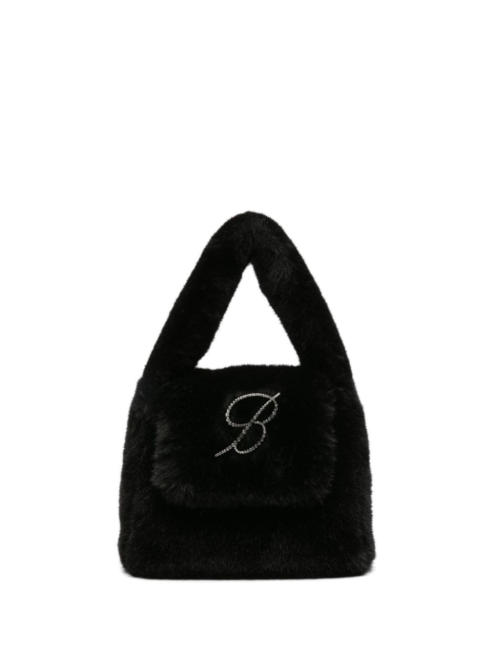 B Monogram-pin faux-fur tote bag - 1