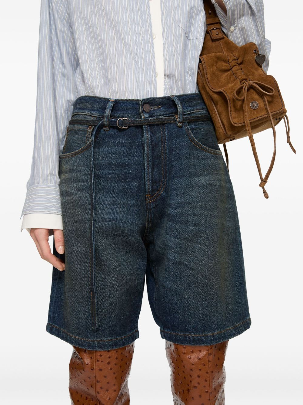 cotton denim shorts - 5