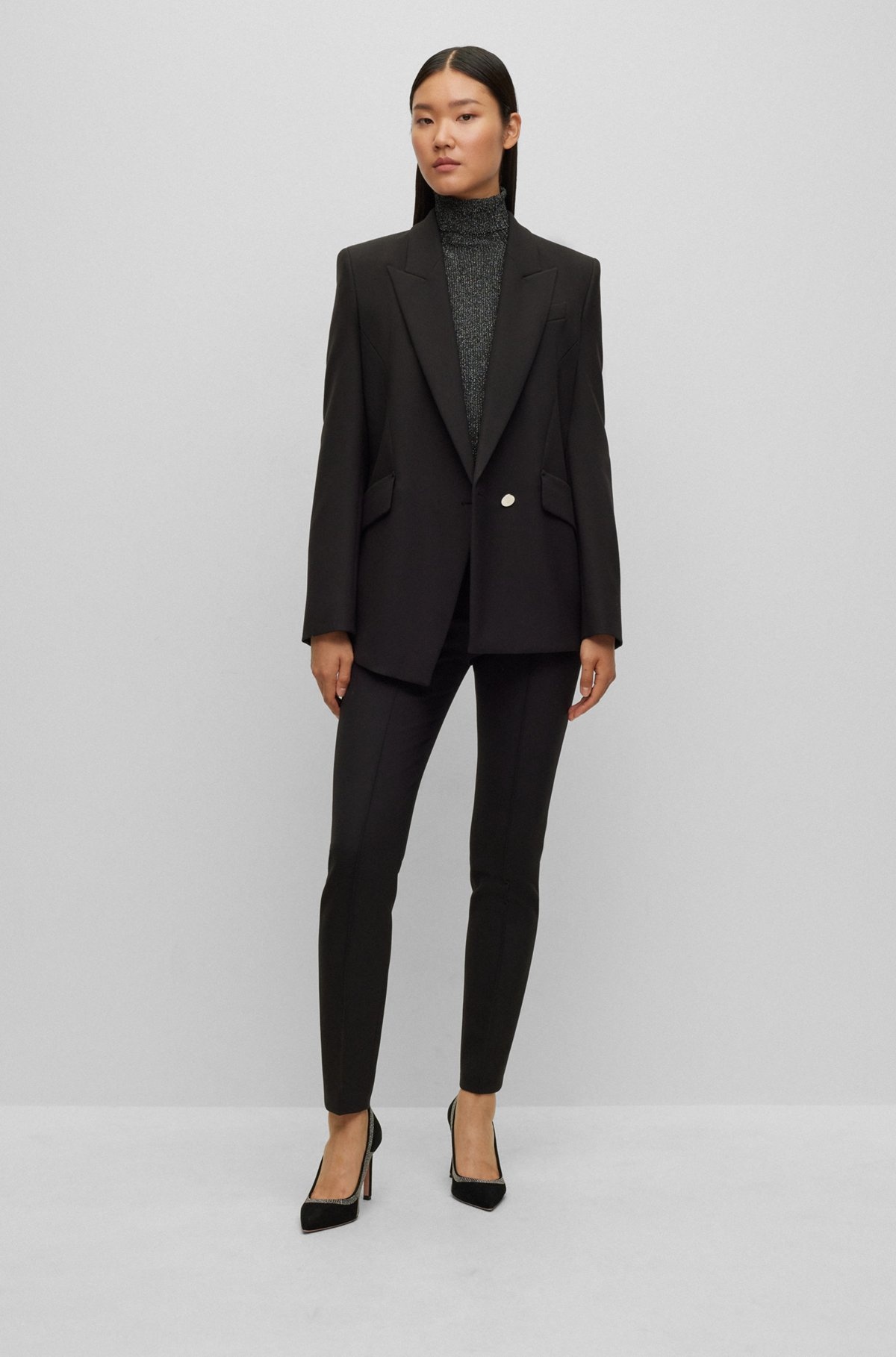 REGULAR-FIT JACKET IN STRETCH FABRIC WITH ASYMMETRIC FRONT - 3