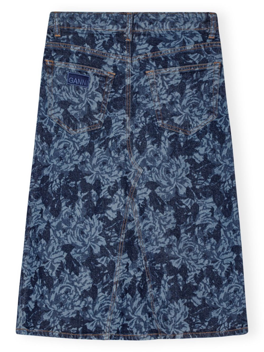 floral-print denim skirt - 5