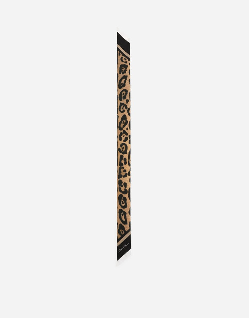 Leopard-print twill headscarf 3