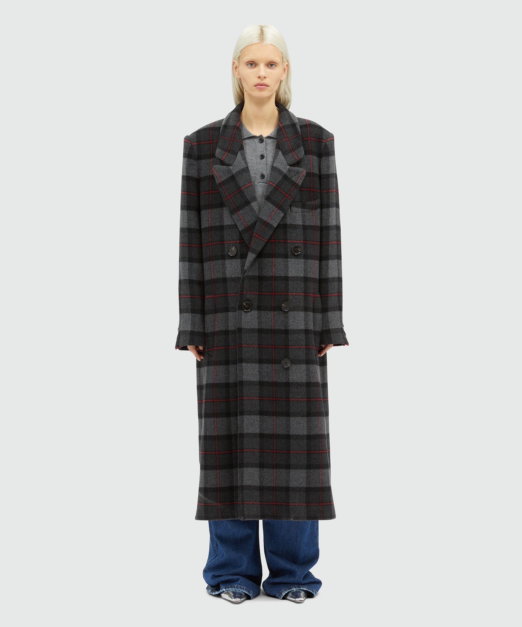 Maxi check cloth coat - 2